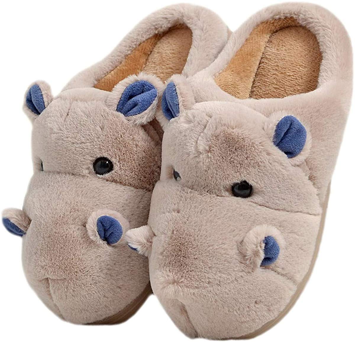 YILANLAN Women's Fuzzy Hippo Slippers - Cozy Winter Animal House Shoes with Non-Slip Sole for Indoor/Outdoor Wear - Perfect Gift for Christmas, Birthday & Home Relaxation