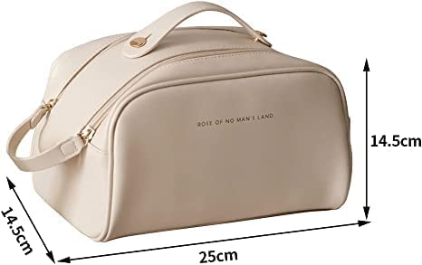 Flywind Travel Makeup Bag - Large Waterproof PU Leather Cosmetic Organizer with Handle for Women | Multifunctional Toiletry Case for Travel, Gym & Daily Use | Multicolor