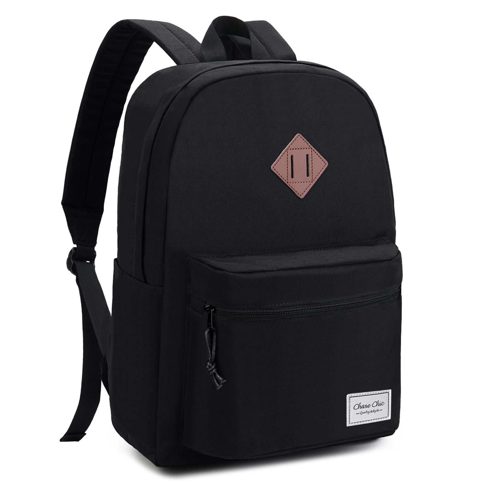 Stylish Unisex Lightweight School & Travel Backpack - Water-Resistant Casual Rucksack with Laptop Compartment Fits 15.6 Inch Notebook - Perfect for College, Commuting & Weekend Getaways (Black, Medium Size)