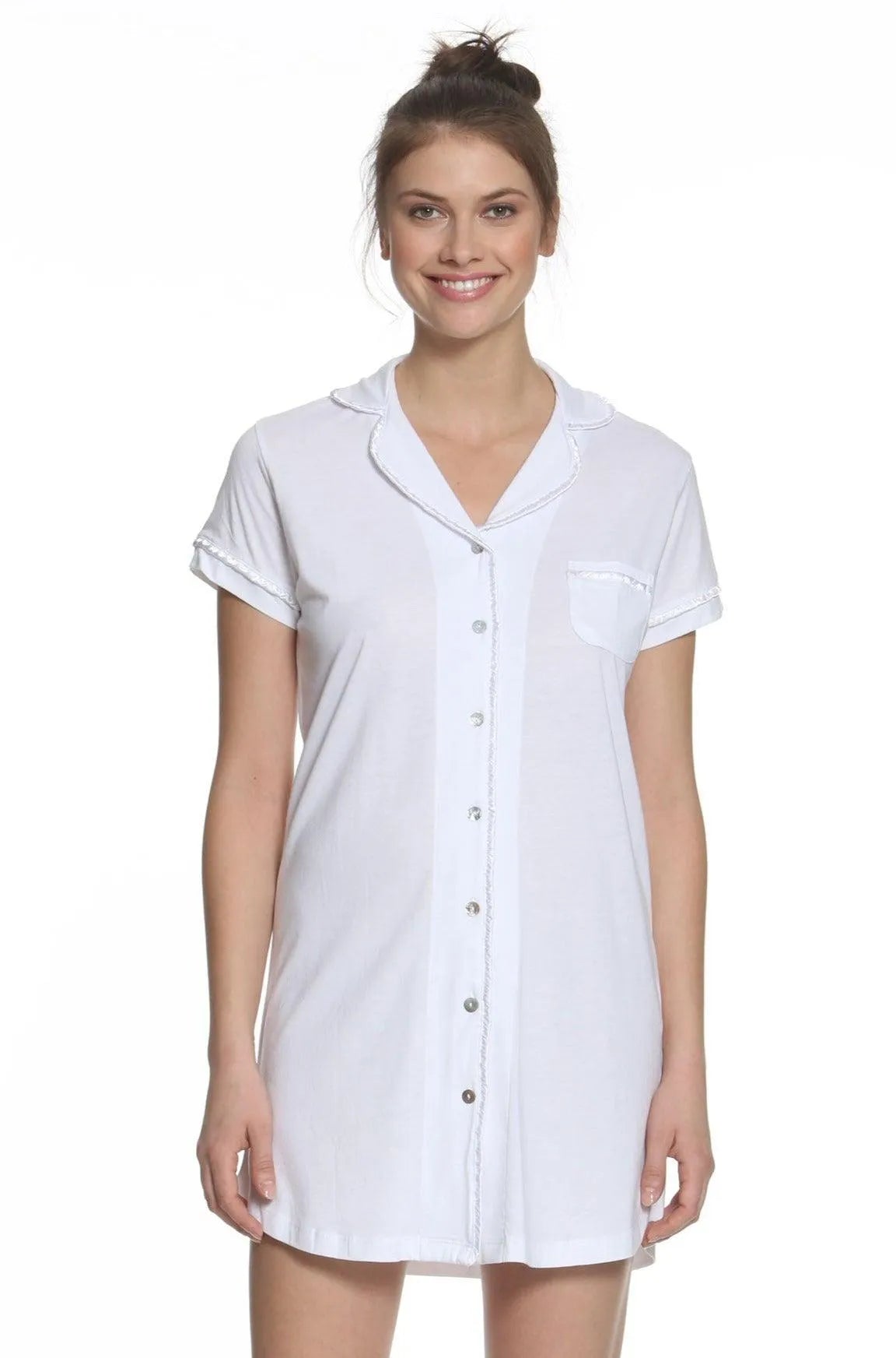 Sophie Basic Short Sleeve Nightshirt for Women - Soft Cotton Sleepwear & Loungewear - Perfect for Home Relaxation, Sleeping, and Vacation Comfort