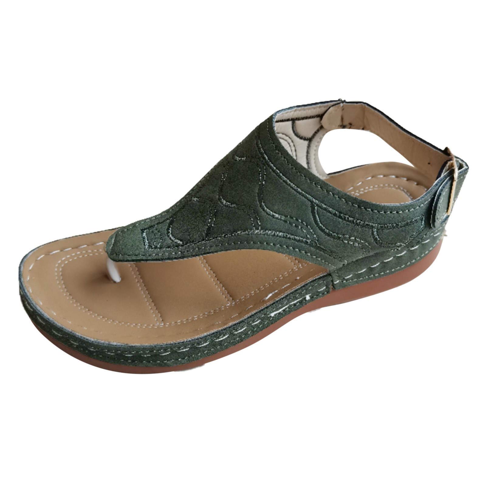 **Women's Wide Width Leather Sandals – Dressy Summer Flat Sandals with Arch Support & Orthopedic Design – Casual Walking & Wedding Flip Flops for Comfort & Style**    *(Perfect for Summer Outings, Beach Walks, Weddings & Everyday Comfort!)*