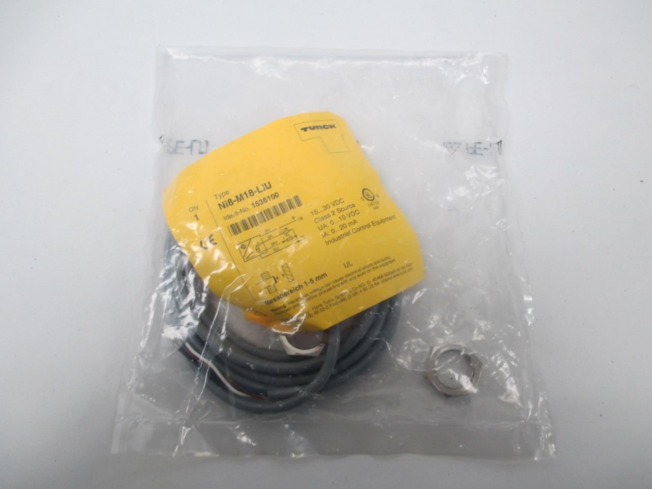 TURCK NI8-M18-LIU Inductive Proximity Sensor Switch 15-30V DC 0-20mA (D305182) - Ideal for Industrial Automation, Conveyor Systems & Machine Safety Applications