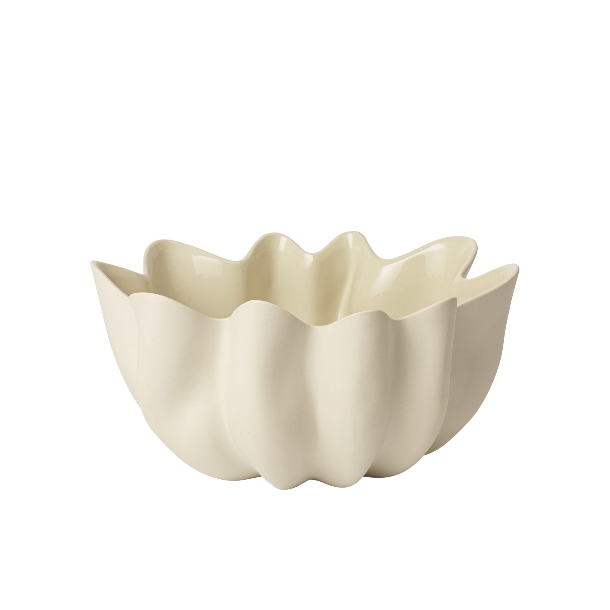FERM LIVING Nium Bowl - 14.2 Inch Large Ceramic Serving Bowl in Off White - Perfect for Salads, Pasta, Fruit Display & Modern Tableware Decor
