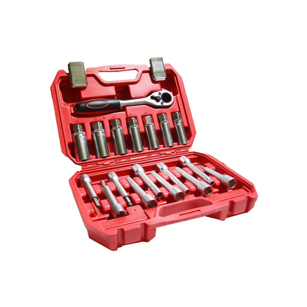 INTSUPERMAI 18-Piece Suspension Shock Absorber Strut Nut Removal Tool Set - Red Automotive Repair Tool Kit for Car Maintenance & DIY Projects