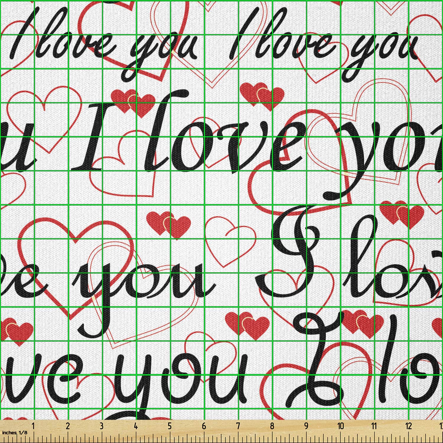 Ambesonne I Love You Stretch Knit Fabric by The Yard - Red Black White Typography Print for Clothing, Sewing & DIY Crafts (10 Yards) - Perfect for Valentine's Gifts, Anniversary Projects & Home Decor