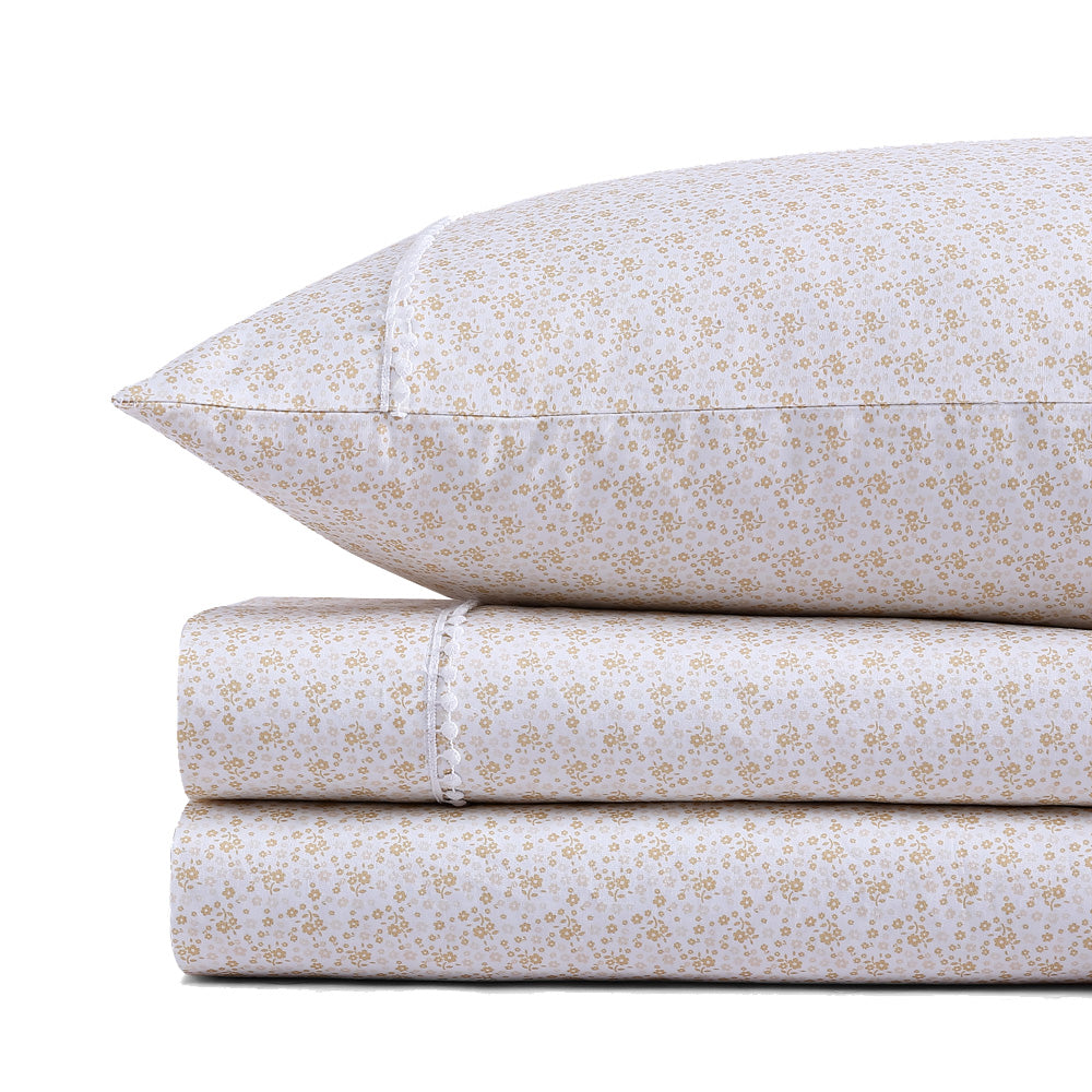 Premium Daisy Honey Bed Sheet Set - King Size, 100% Cotton, Soft & Breathable for Ultimate Comfort - Perfect for Master Bedroom, Guest Room, or Luxury Hotel Use