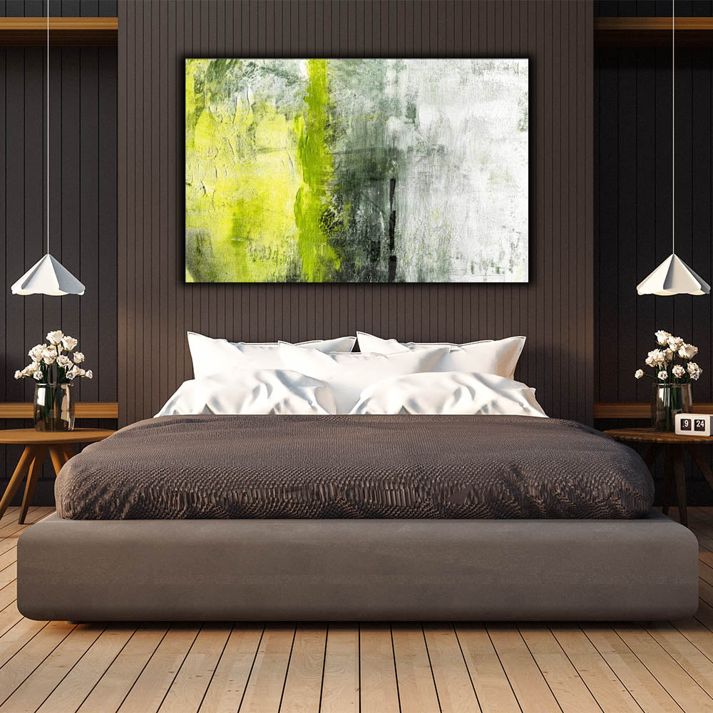 Pistachio Green Abstract Wall Art - Modern Home Decor for Living Room, Bedroom & Office - Unique Handmade Canvas Painting for Stylish Interior Design