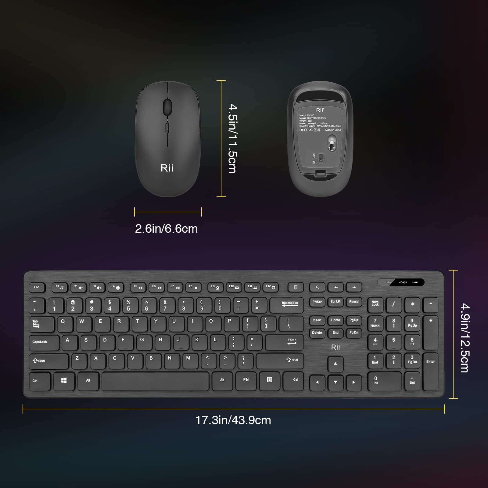 (10 Pack) Wireless Keyboard and Mouse Combo - Rii Standard Office PC Keyboard and Optical Wireless Mice for Windows/Android TV/PC/Laptop/PS3/PS4 - Perfect for Home Office, Gaming & Smart TV Use