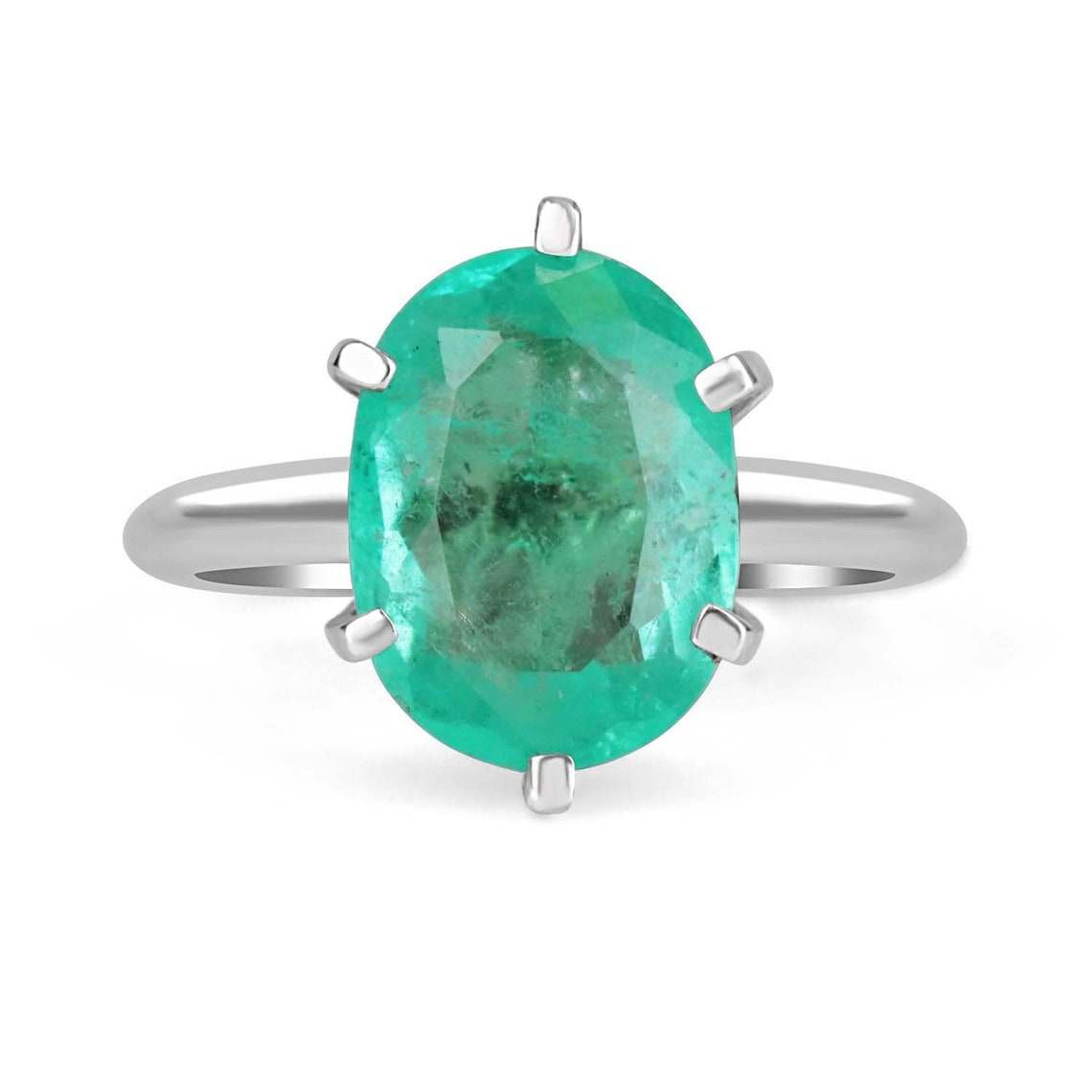3.70 Carat Colombian Emerald Solitaire 14K Gold Engagement Ring for Women - Perfect for Proposals, Anniversaries & Special Occasions