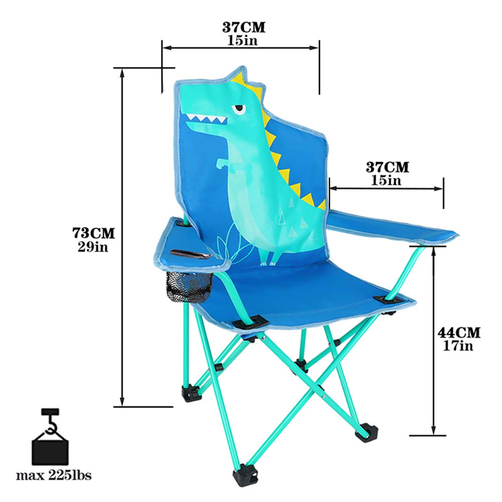 KABOER Kids Folding Camping Chair with Cup Holder & Carry Bag - Portable Outdoor Lawn Chair for Children, Beach, Picnic, Travel & Backyard Use