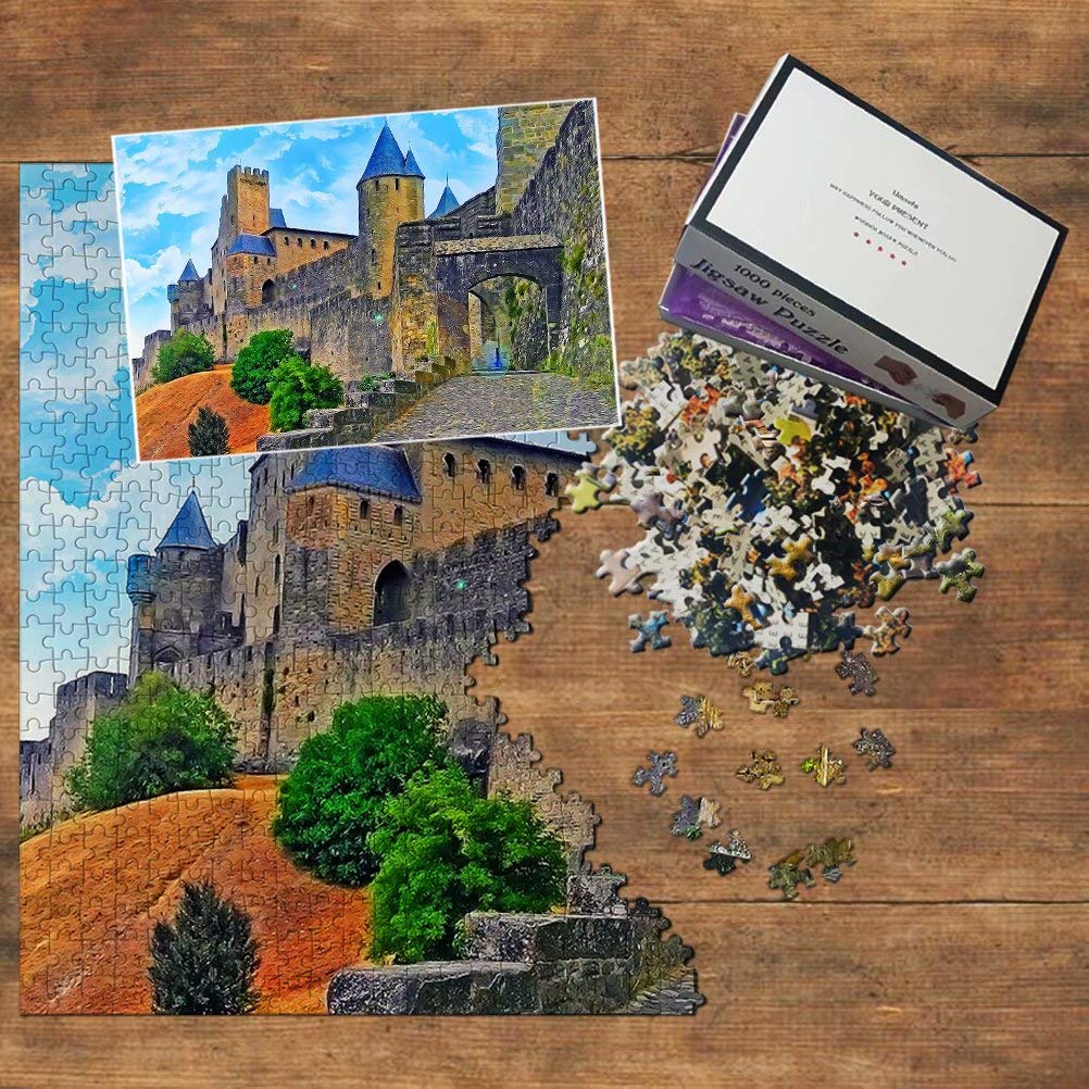 1000-Piece France Carcassonne Castle Wooden Jigsaw Puzzle | Medieval Travel Souvenir & Home Decor | Perfect for Adults, Puzzle Enthusiasts & French Culture Lovers