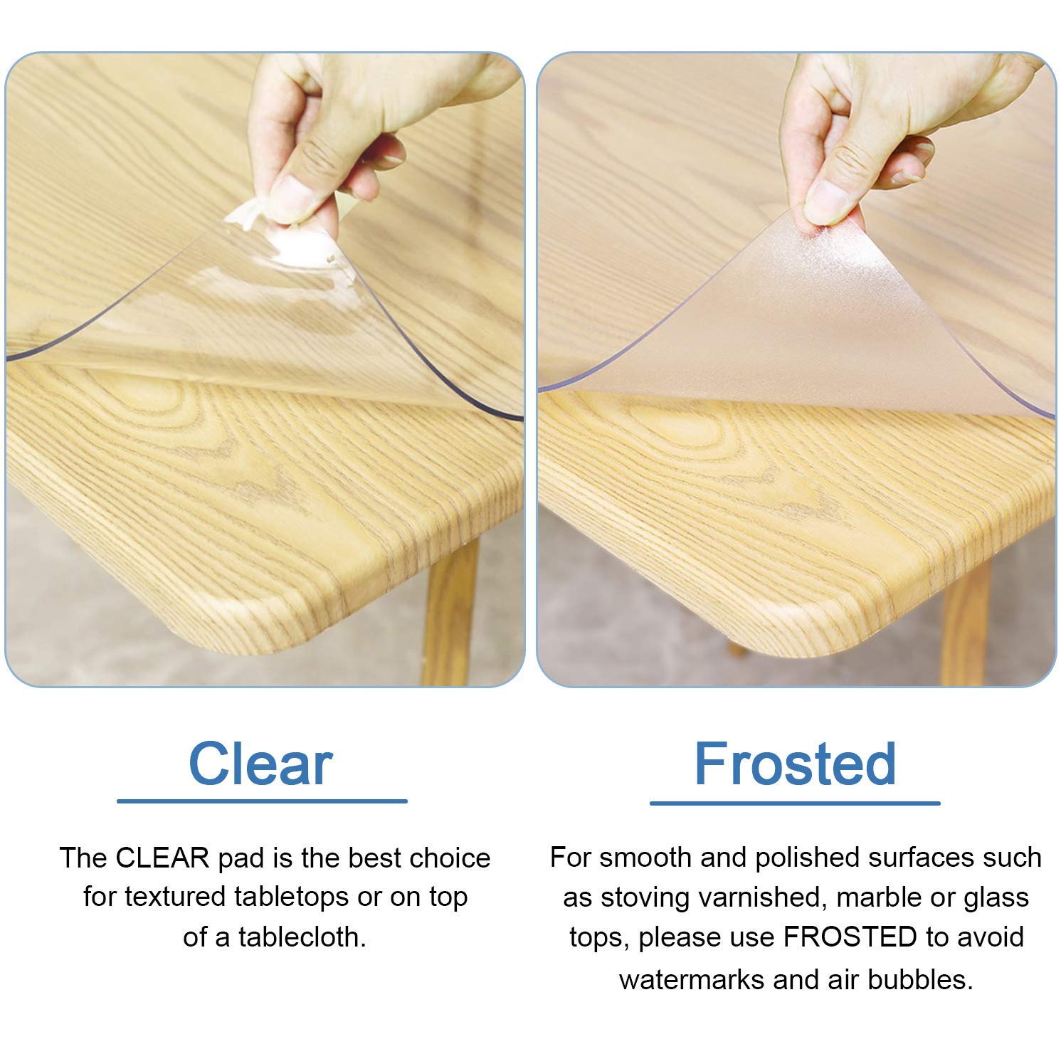 ETECHMART 20 x 48 Inch Clear PVC Table Cover Protector - 1.5mm Thick Waterproof Vinyl Tablecloth for Kitchen, Dining, Office & Coffee Tables - Durable Plastic Desk Mat for Writing, Crafting & Food Prep