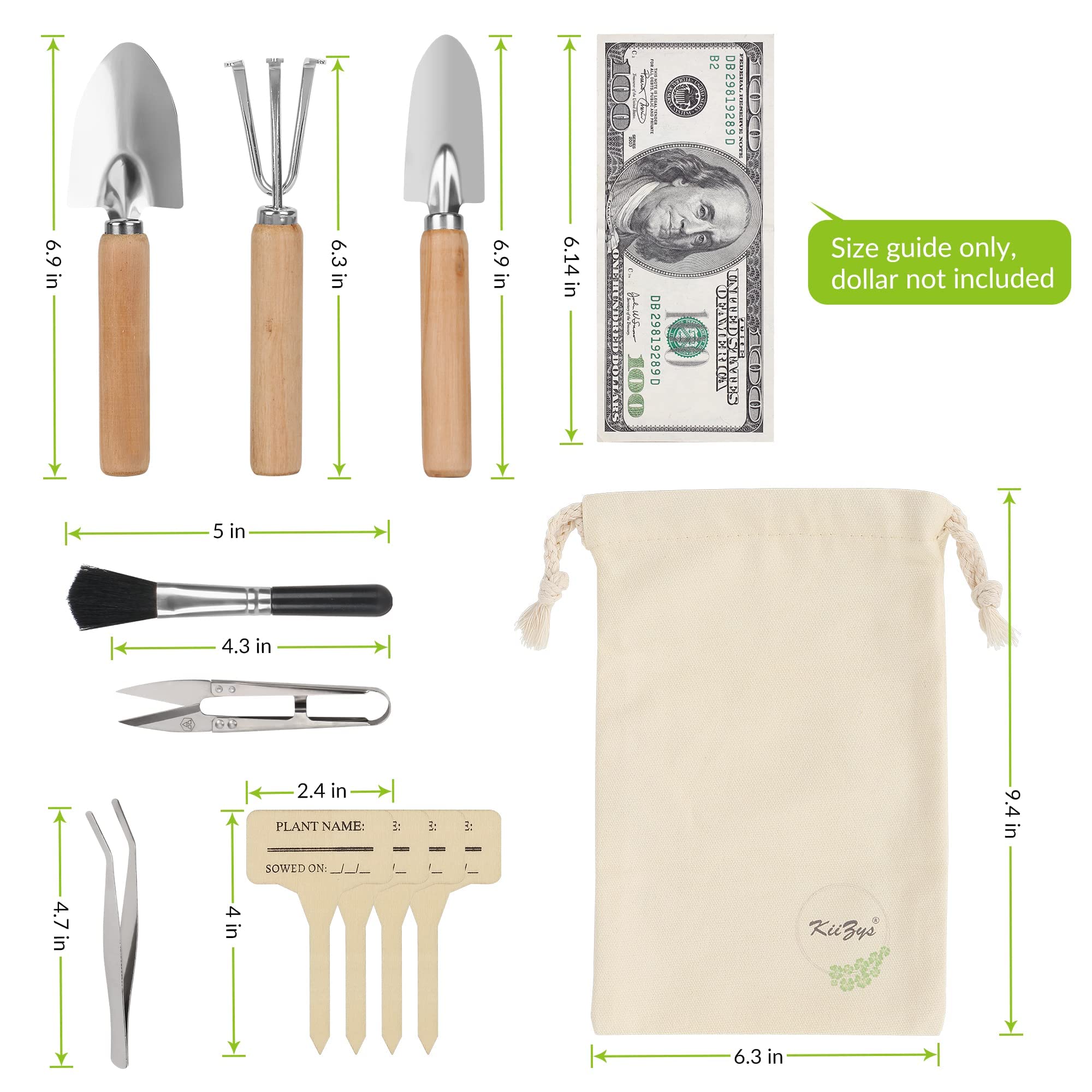KiiZYS 12-Piece Indoor Garden Tools Set - Mini Gardening Hand Tools for Plants - Perfect Gardening Gifts for Women - Ideal for Indoor Planting, Herb Gardens & Small Space Gardening