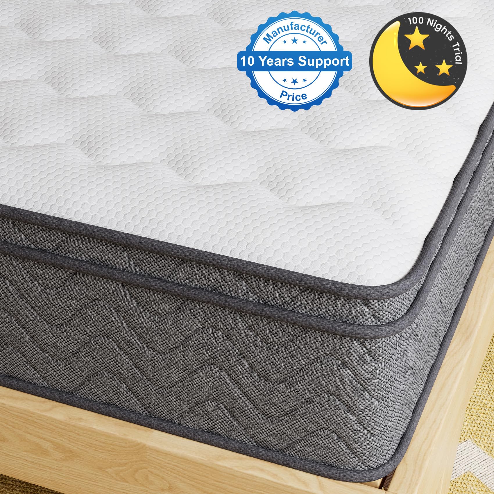 10 Inch Full Size Mattress in a Box - Memory Foam Hybrid with Pocket Springs - Medium Firm Feel - Edge Support & Pressure Relief - CertiPUR-US Certified - Perfect for Guest Rooms, Dorms & Apartments