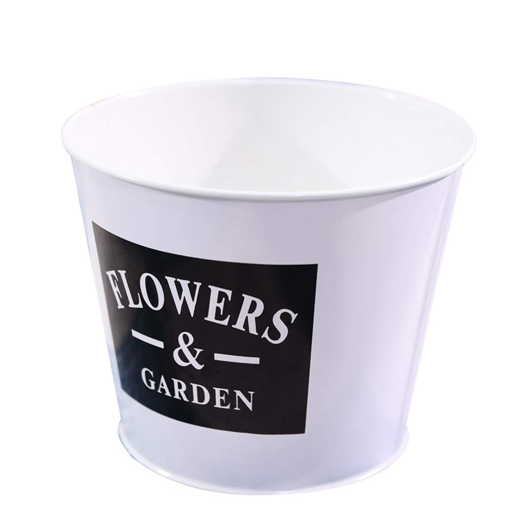 YTGUEVKDH Decorative Wrought Iron Flower Pot - Vintage Retro Style Plant Bucket for Indoor/Outdoor Plants (White) | Perfect for Home Garden, Patio, and Balcony Decor