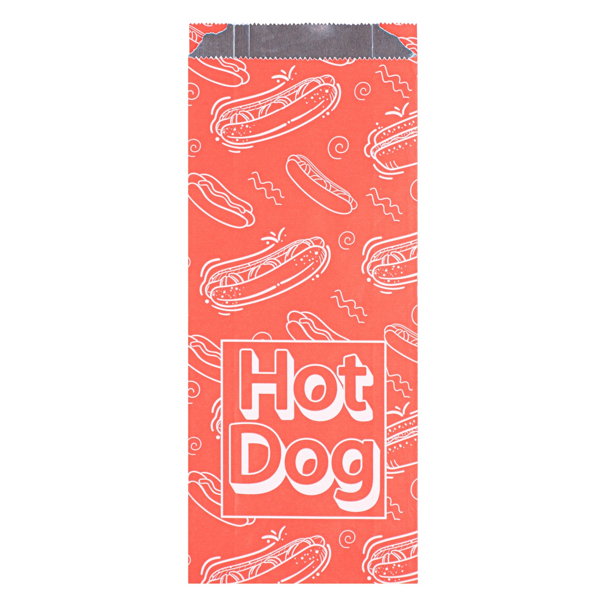 Premium Red Printed Hot Dog Foil Bags - 4.5