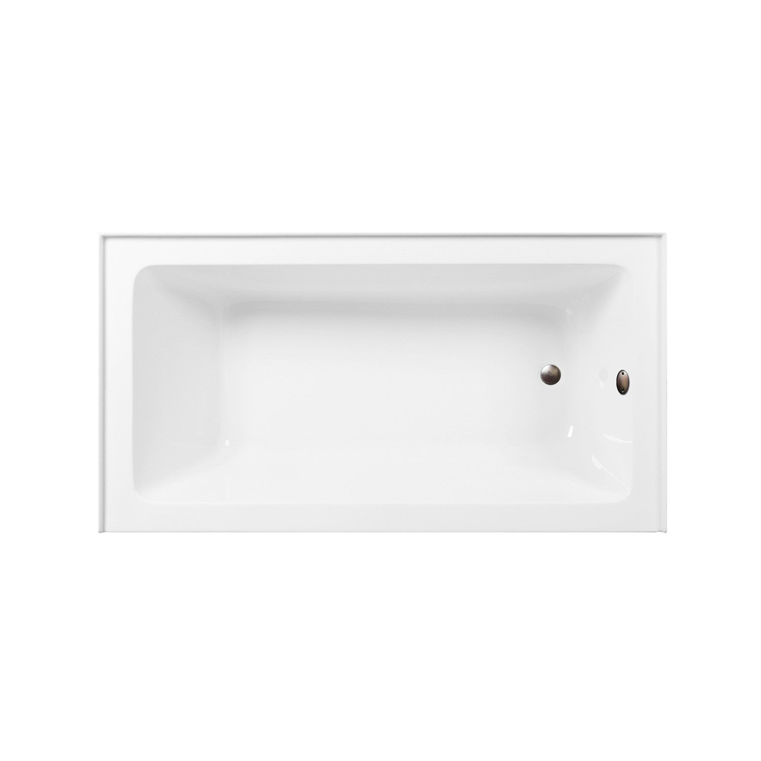 Aqua Eden 60 Inch Acrylic Rectangular 3 Wall Alcove Bathtub Combo with Waste & Overflow Drain - Glossy White/Oil Rubbed Bronze (Right Hand Drain) | Freestanding Soaking Tub for Modern Bathroom Renovation & Spa Relaxation