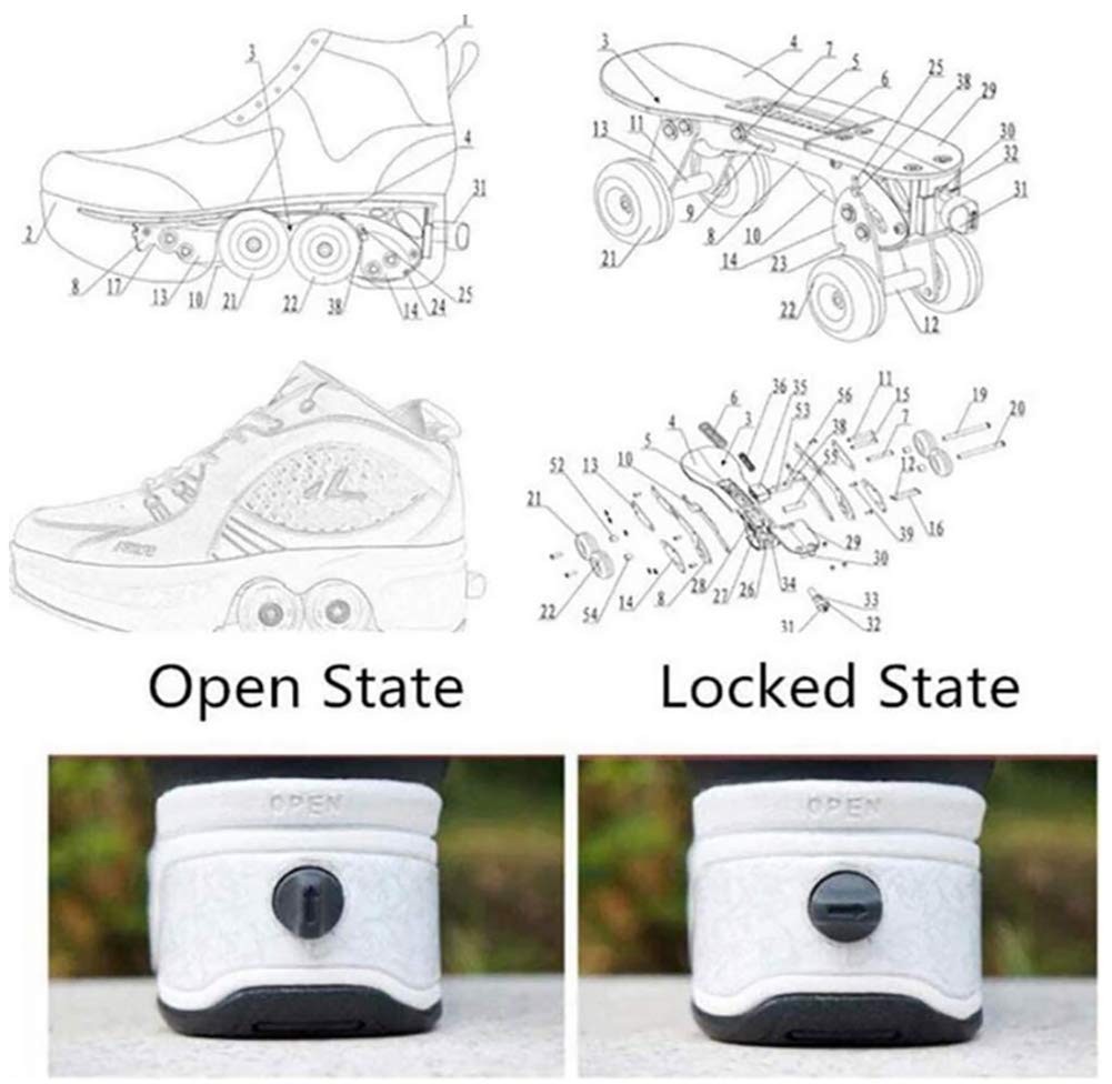 Women's Double-Row Quad Roller Skates - Detachable Wheel Shoes for Girls & Boys | Unisex Skating Shoes for Indoor & Outdoor Fun | Perfect for Rinks, Parks & Street Skating