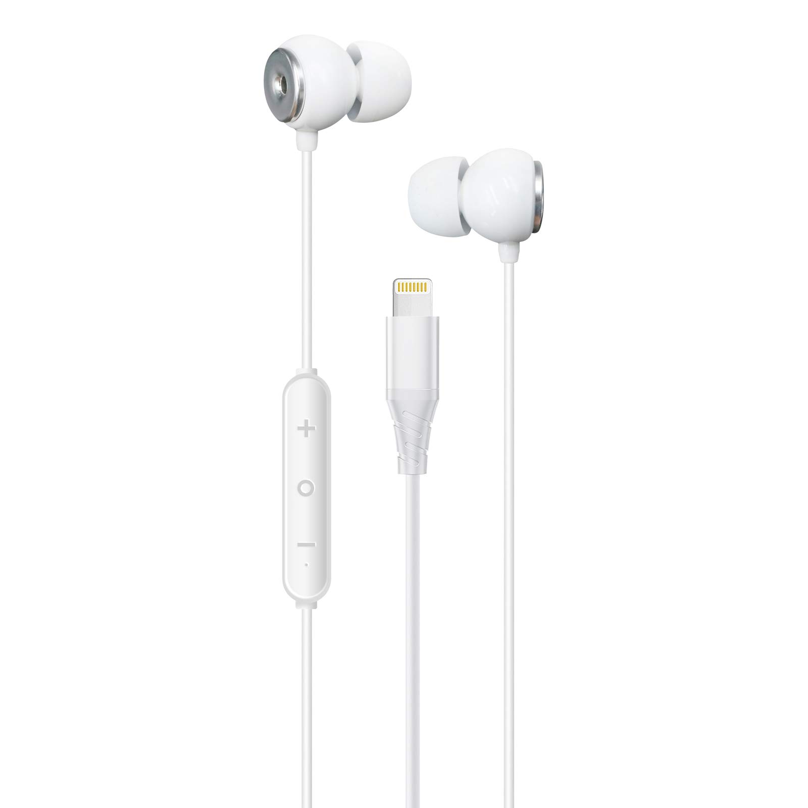 Realm Lightning Earbuds for iPhone - Apple MFi Certified Wired Headphones with Lightning Connector, Built-in Mic for Hands-Free Calls & Track Controls (White) - Perfect for Workouts, Commuting & Office Use