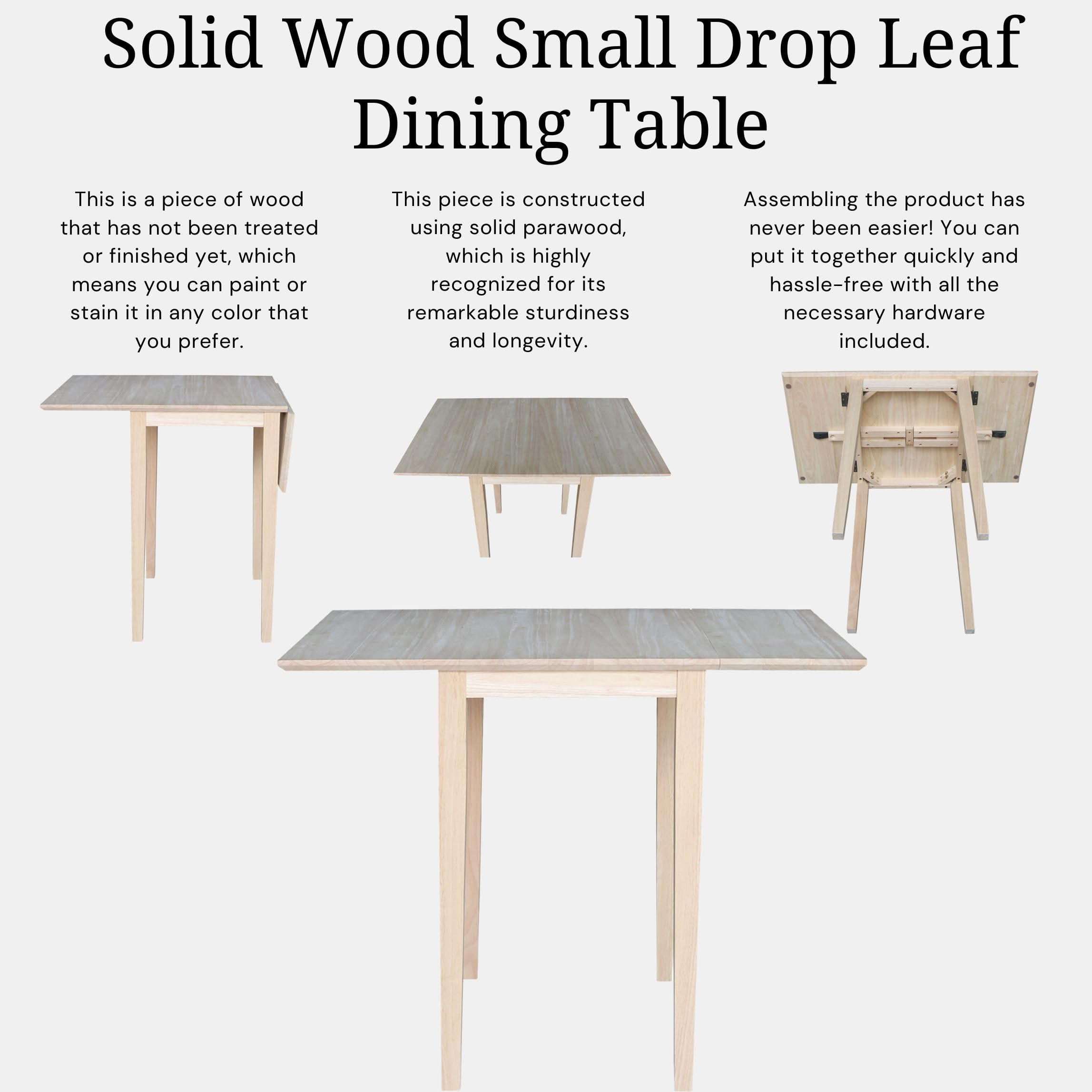 Solid Wood Drop Leaf Dining Table - 36