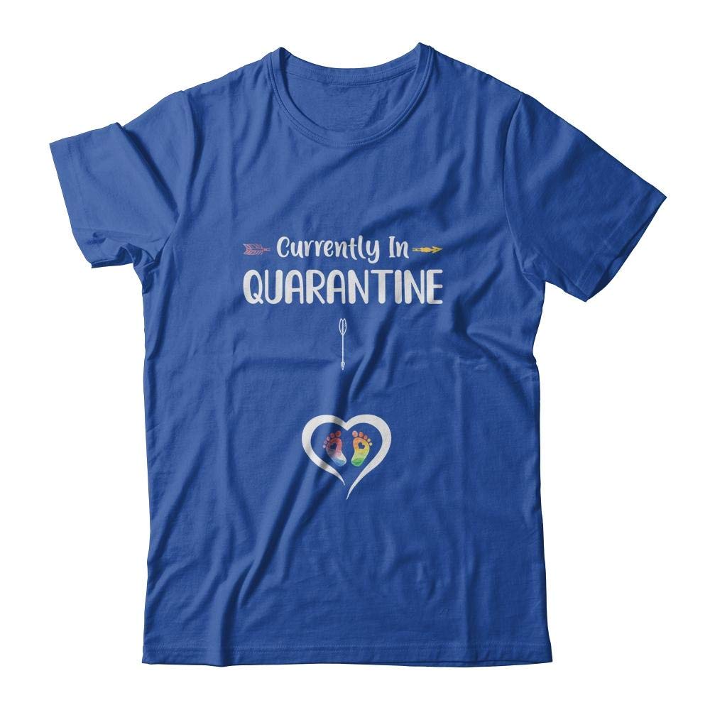 Funny Pregnancy Announcement T-Shirt - 'Currently in Quarantine' Short Sleeve Tee for Expecting Moms | Perfect for Gender Reveal, Maternity Photos & Pregnancy Announcements