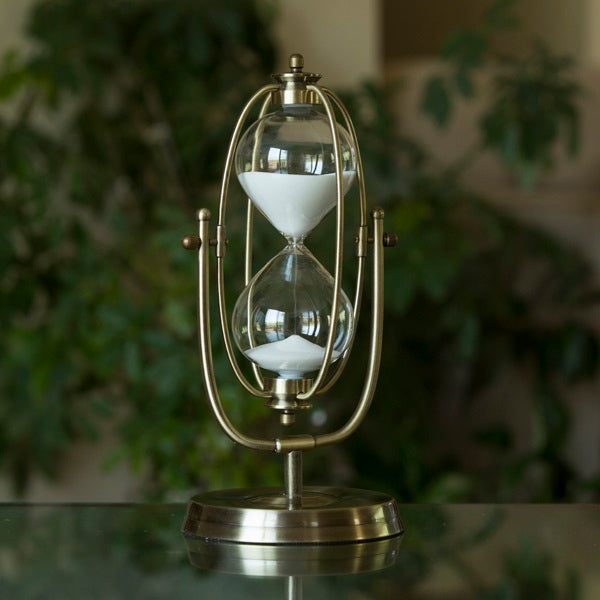 30/60 Minute Round Brass Flip Hourglass Timer - Vintage Sand Timer for Cooking, Games & Classroom Activities