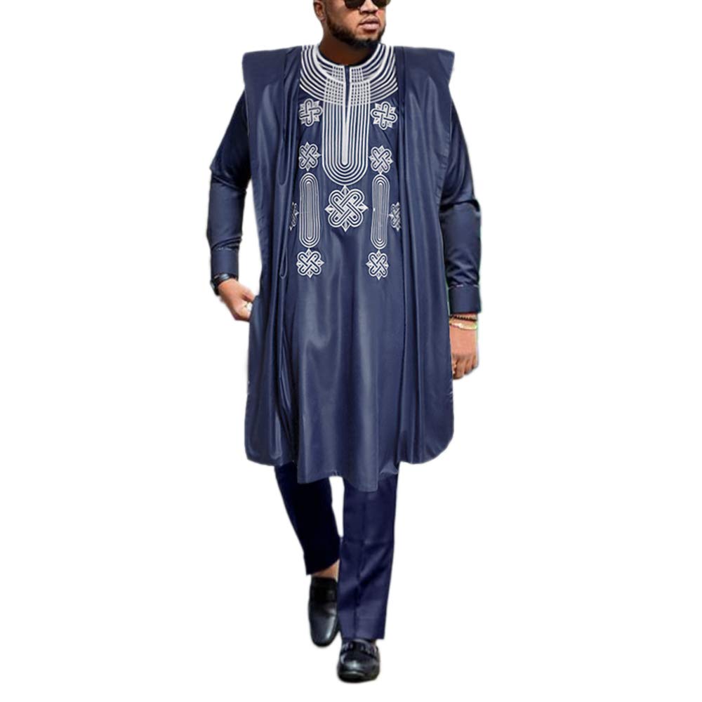 Premium African Agbada Outfit for Men - 3-Piece Embroidered Dashiki Shirt & Pants Set | Traditional Nigerian Wedding Attire & Cultural Events