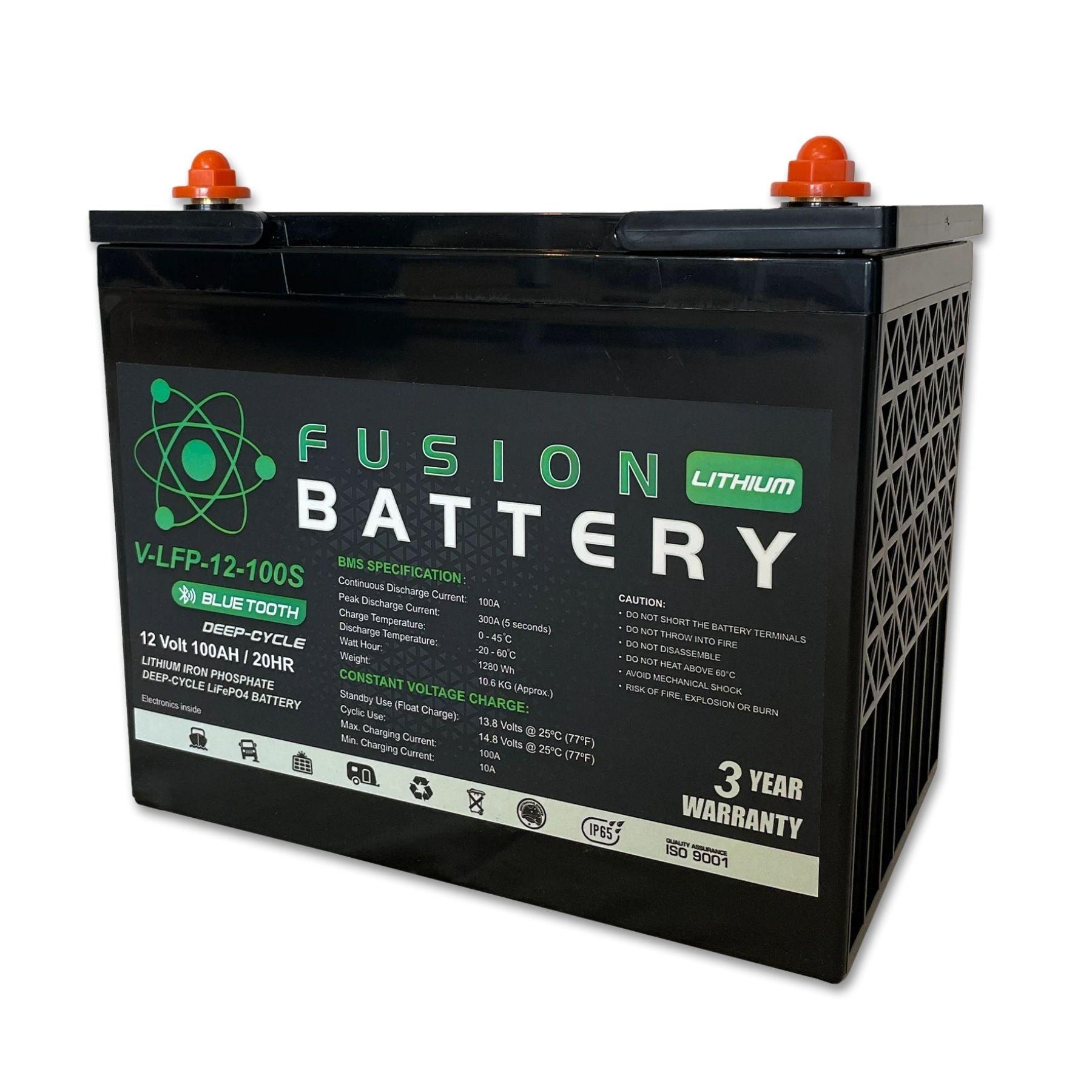 12V 100Ah Deep Cycle Lithium Battery for RV, Marine, Solar - Rechargeable LiFePO4 Battery with 5000+ Cycles, Perfect for Off-Grid Power, Camping, Boating
