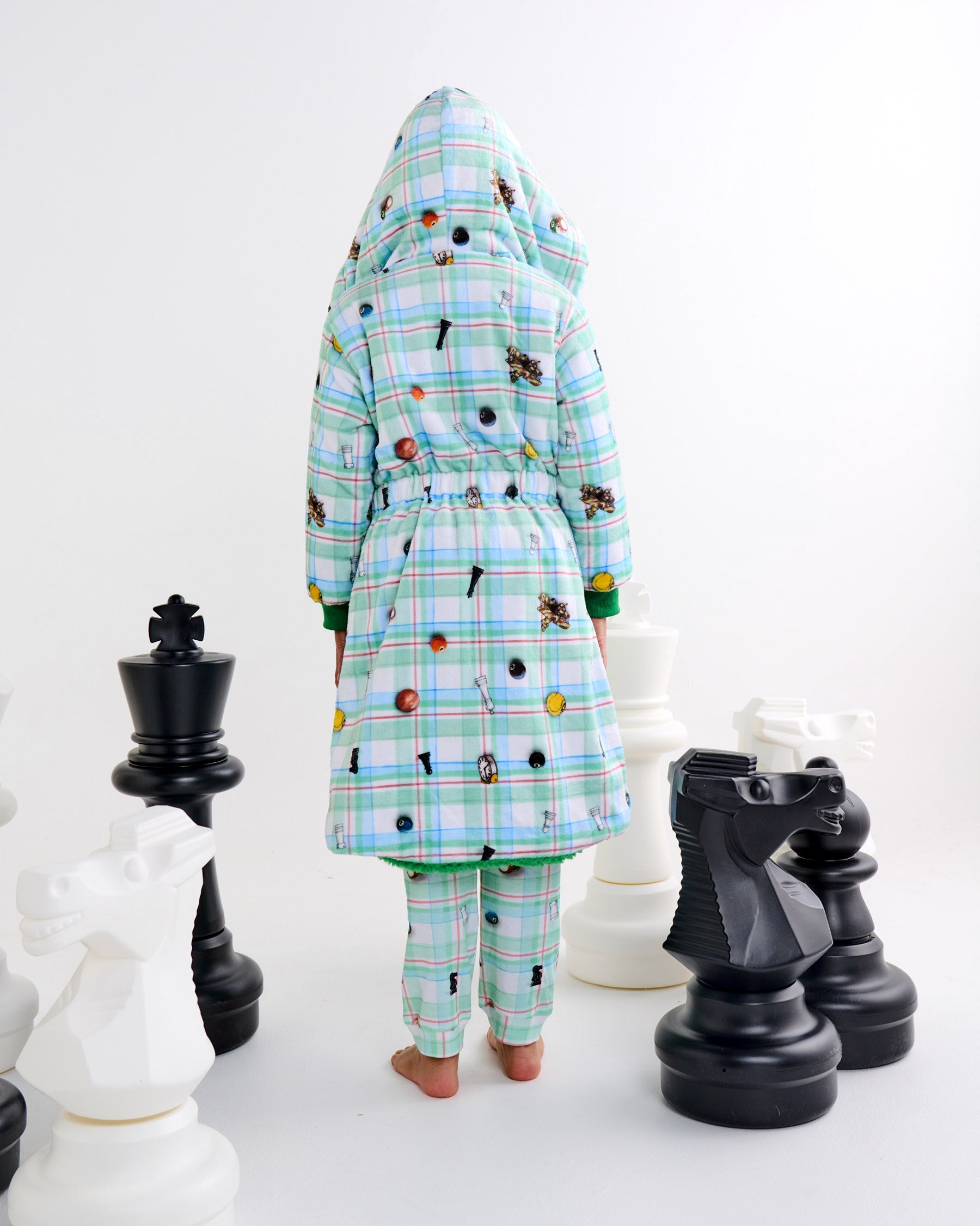 Kip&Co x Eleventh Hour Snookered Tartan Kids Robe - Soft & Cozy Plaid Bathrobe for Boys & Girls - Perfect for Bath Time, Lounging & Winter Warmth
