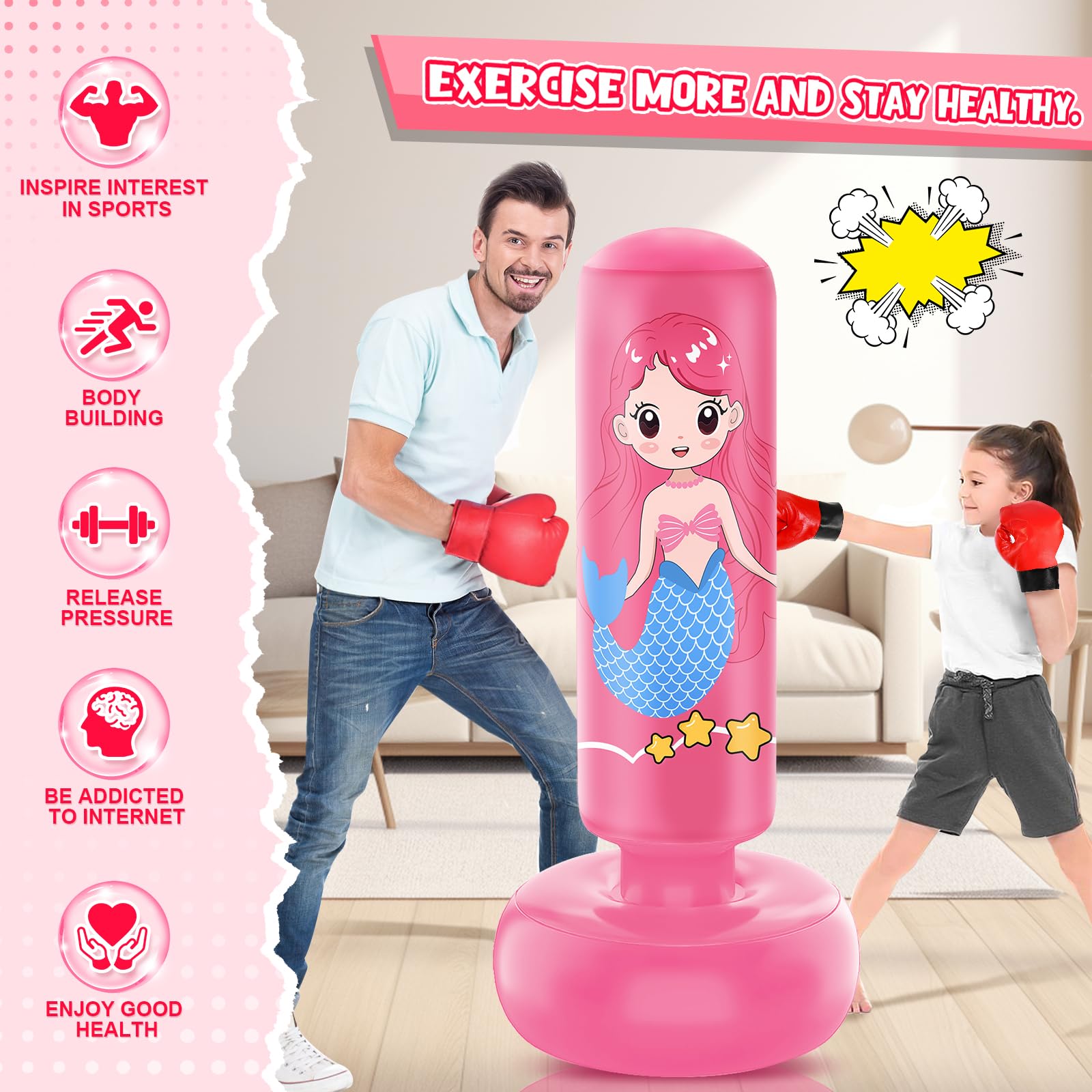 Inflatable Kids Punching Bag for Ages 3-8 - 47