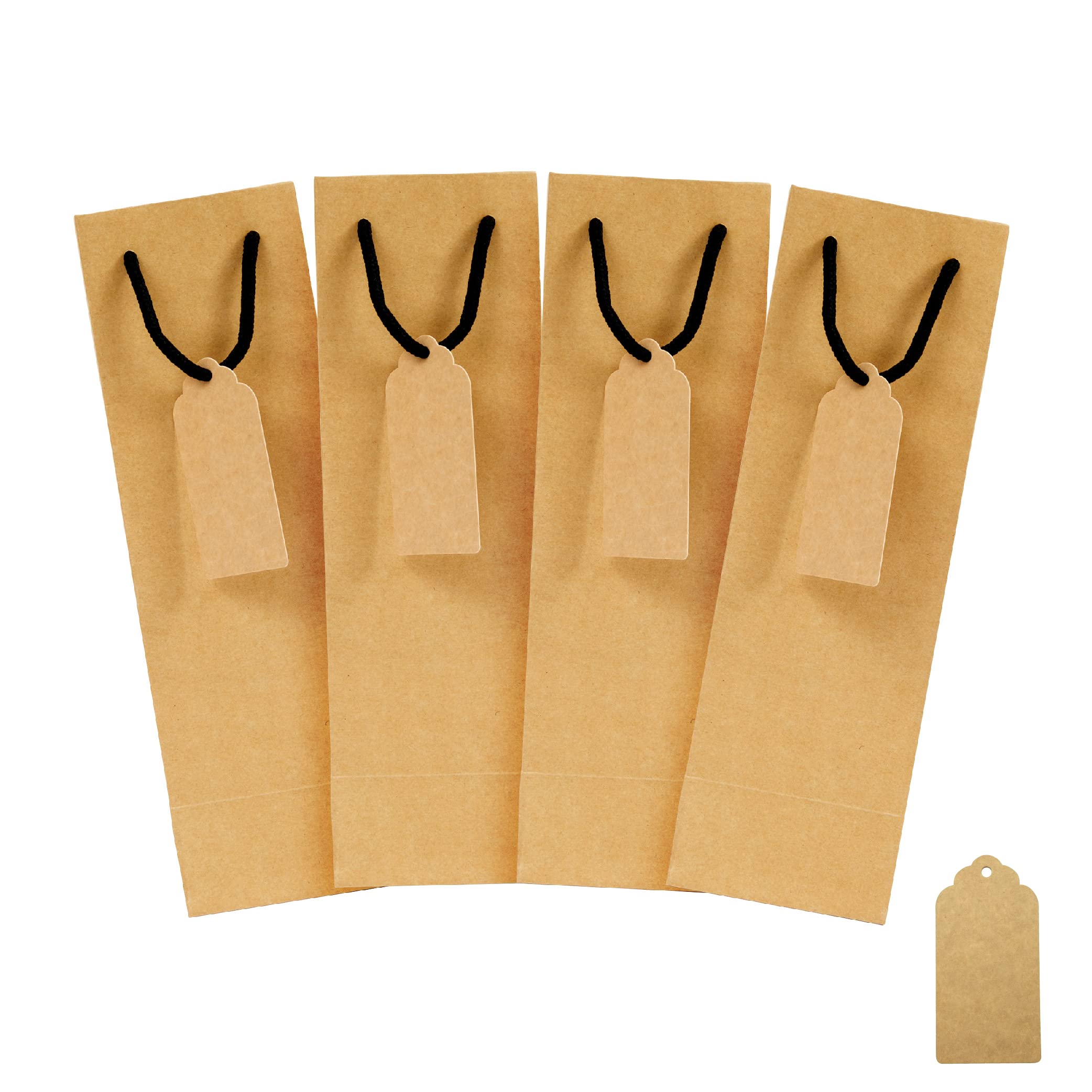 Premium Kraft Wine Gift Bags 4x4x13 Inch - 24 Pack Bulk Wine Bottle Bags & Tumbler Gift Bags - Perfect for Holiday Gifting, Wedding Favors, and Corporate Events