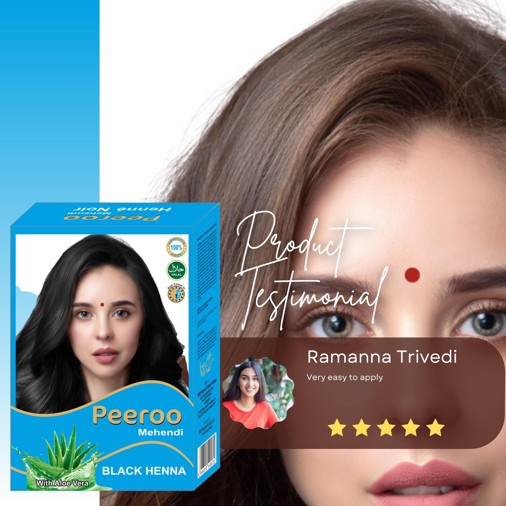RKS Natural Peeroo Herbal Hair Color Powder for Women - 100% Pure, Ammonia-Free Black Hair Dye with Henna | 60g (Pack of 2) | Safe Gray Coverage & Natural Hair Conditioning for Daily Use or Special Occasions