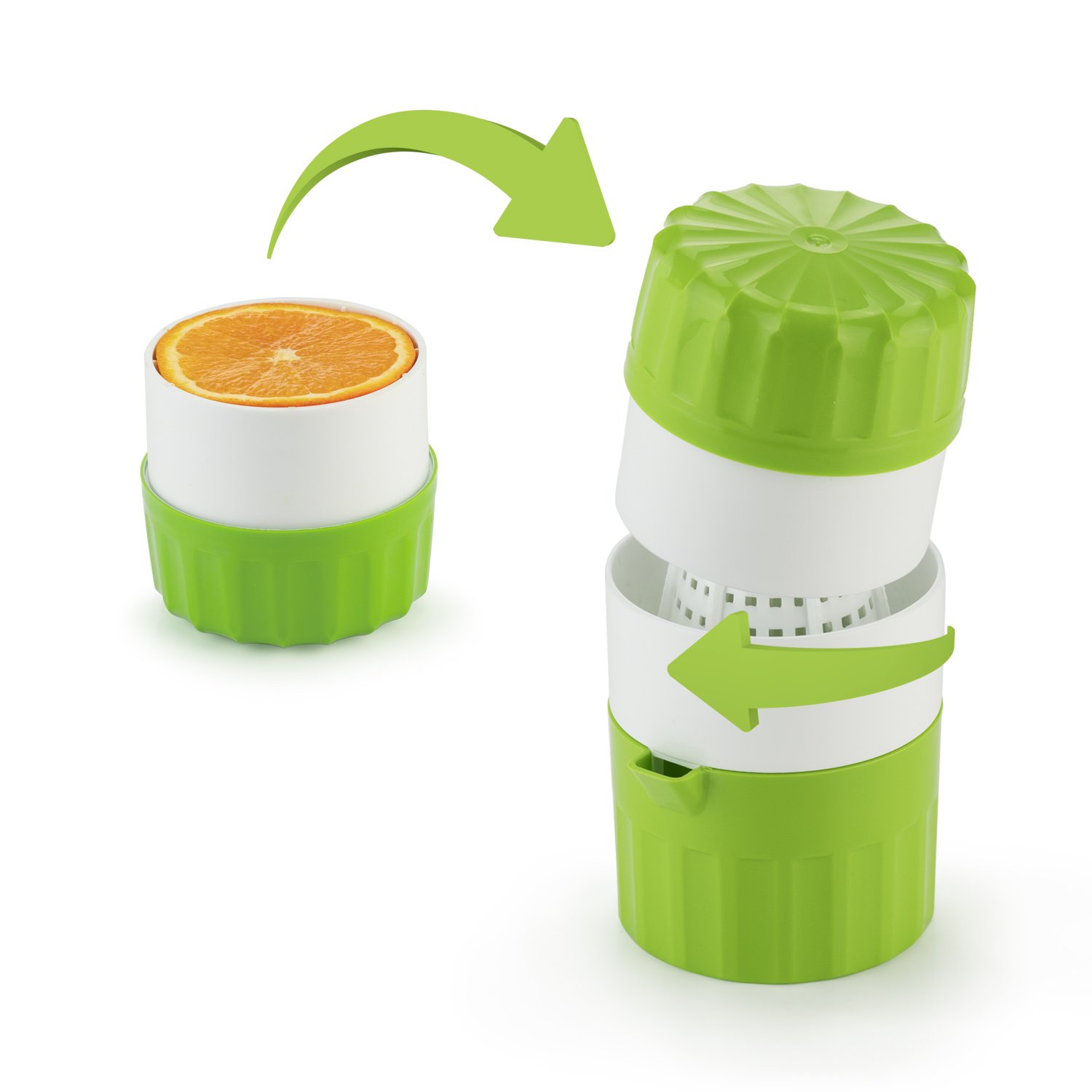 Green Manual Citrus Juicer - Fresh Lemon & Orange Press for Homemade Juice - Fruit & Vegetable Squeezer with Juice Container - Perfect for Cocktails, Healthy Drinks & Cooking