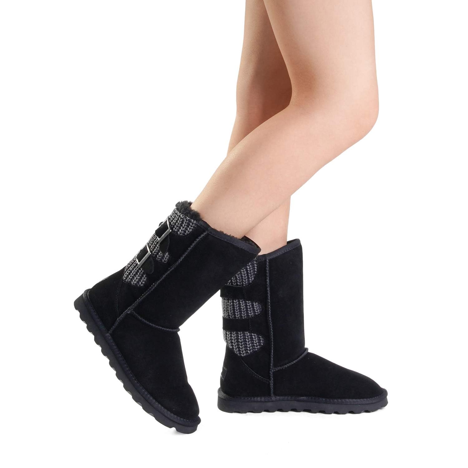 DREAM PAIRS Women's Mid Calf Winter Snow Boots - Waterproof Warm Fuzzy Lined Booties with Buckle Detail for Cold Weather - Perfect for Snowy Days, Outdoor Activities & Winter Fashion
