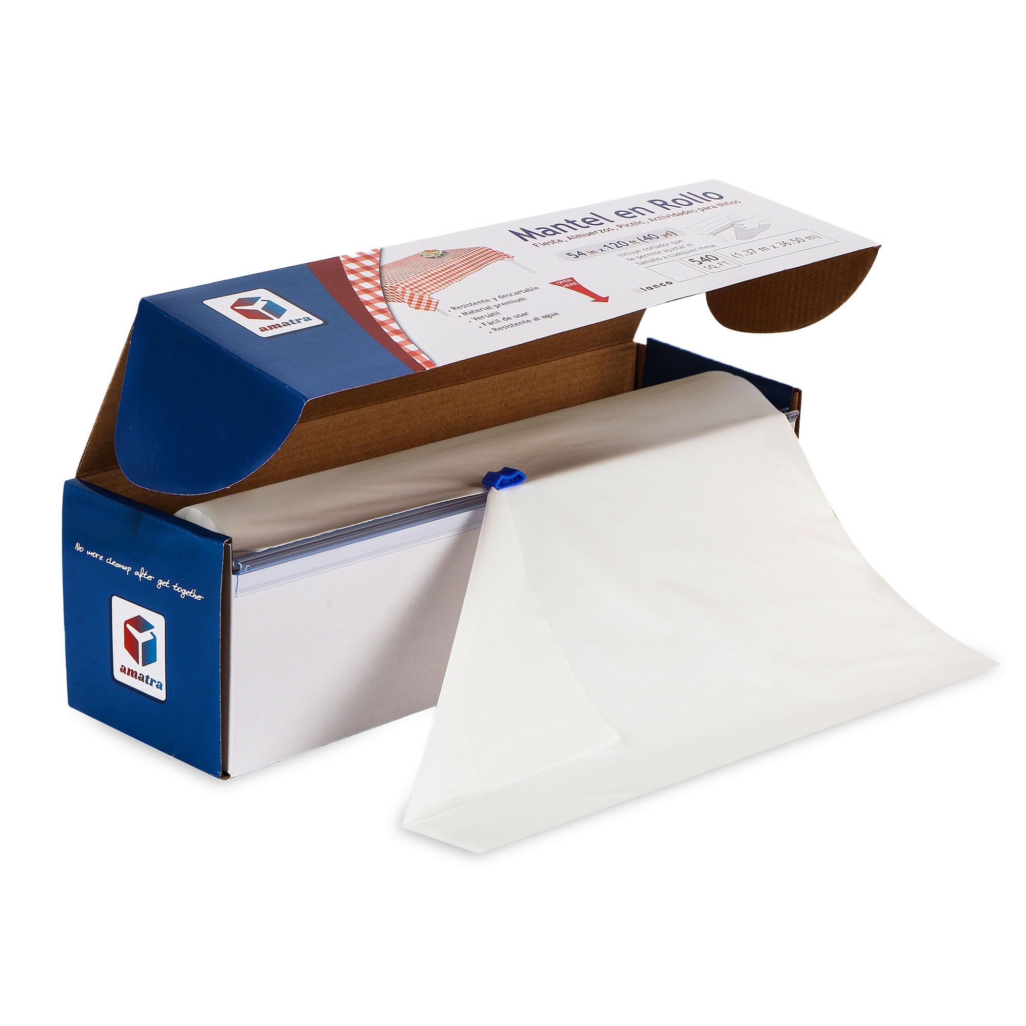 Disposable Plastic Table Cover Roll with Self-Cutter - 54