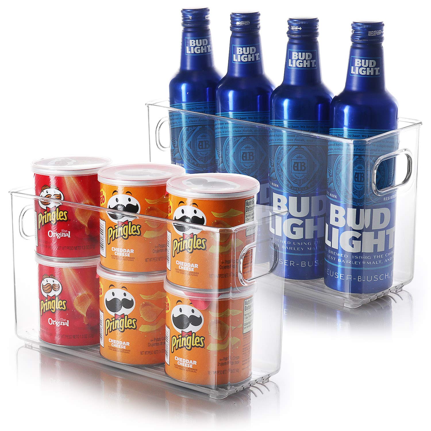 StorageBud Clear Stackable Pantry & Refrigerator Organizer Bins - Fridge & Freezer Storage Containers for Food Organization - Perfect for Kitchen, Pantry, Meal Prep and Home Organization