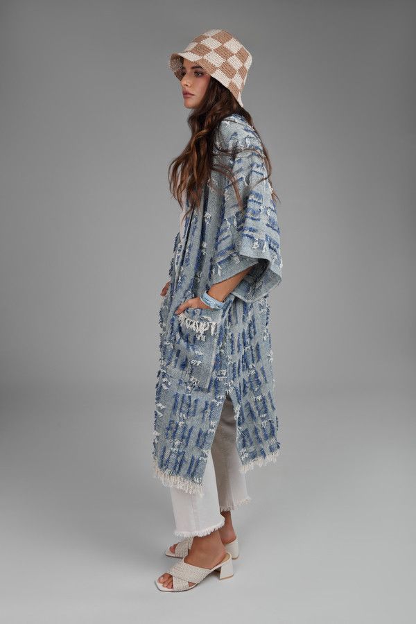 Stylish Denim Fringe Long Jacket for Women - Boho Chic Outerwear - Perfect for Casual Outings, Music Festivals & Fall Layering