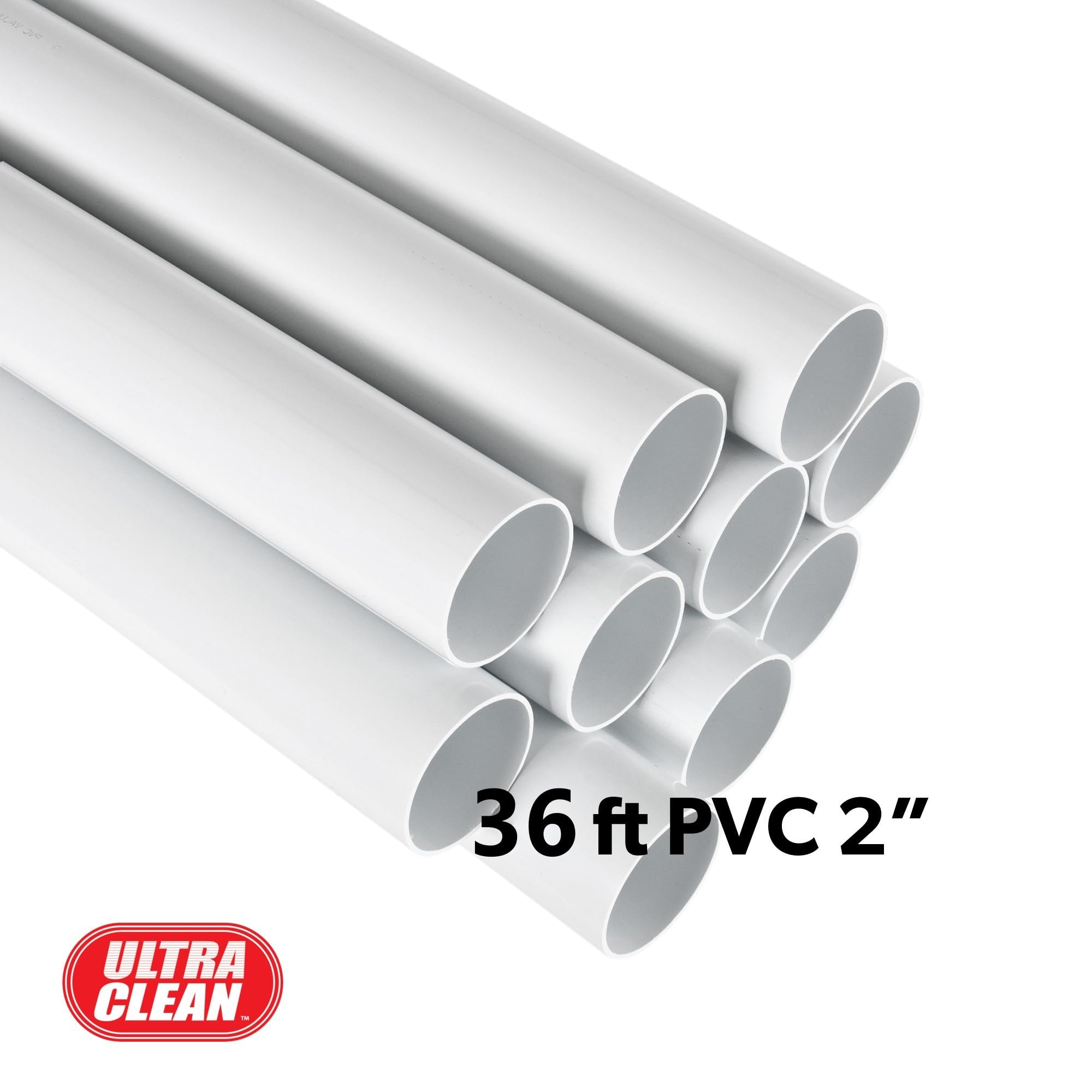 Ultra Clean 2” PVC Central Vacuum Pipe - Compatible with Nutone, Beam, Eureka, Allegro, Vacuflo & More (36 ft) | Durable Home Cleaning System for Whole House Vacuum Installation