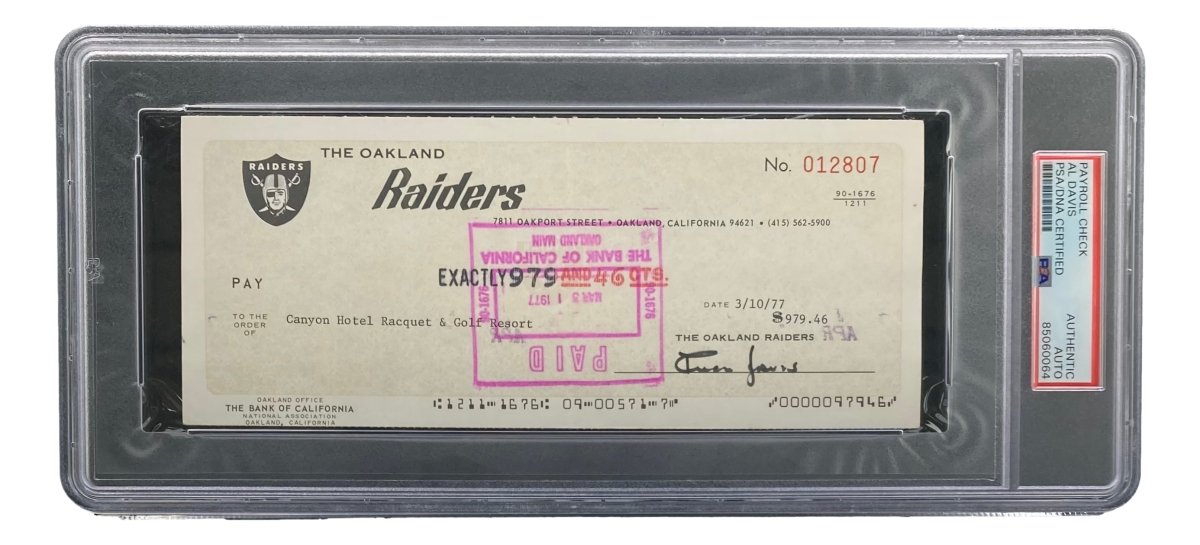 Authentic Al Davis Signed Oakland Raiders Bank Check #12807 - PSA/DNA Certified - Perfect for Raiders Memorabilia Collection & Sports Fan Gifts