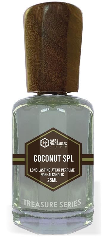 Parag Fragrances Coconut Spl Attar 25ml - Natural Long Lasting Perfume Oil for Men | Alcohol-Free Scent for Pooja, Worship & Daily Wear | Treasure Series Ittar | Perfect for Meditation, Special Occasions & Gift Giving