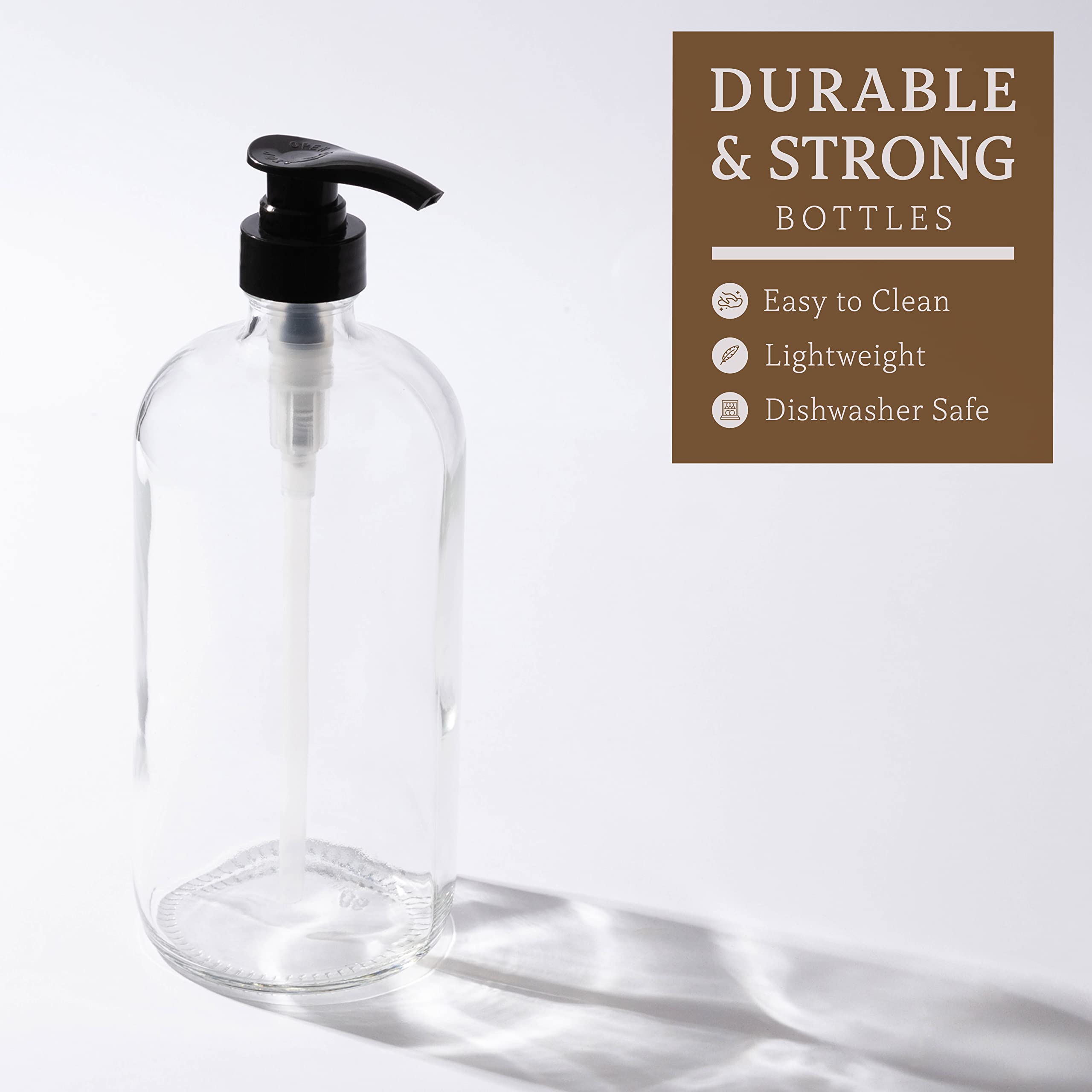 Kitchentoolz Large 32oz Glass Reusable Shampoo Bottle with Pump Dispenser - Eco-Friendly Refillable Container for Shower, Bathroom & Salon Use