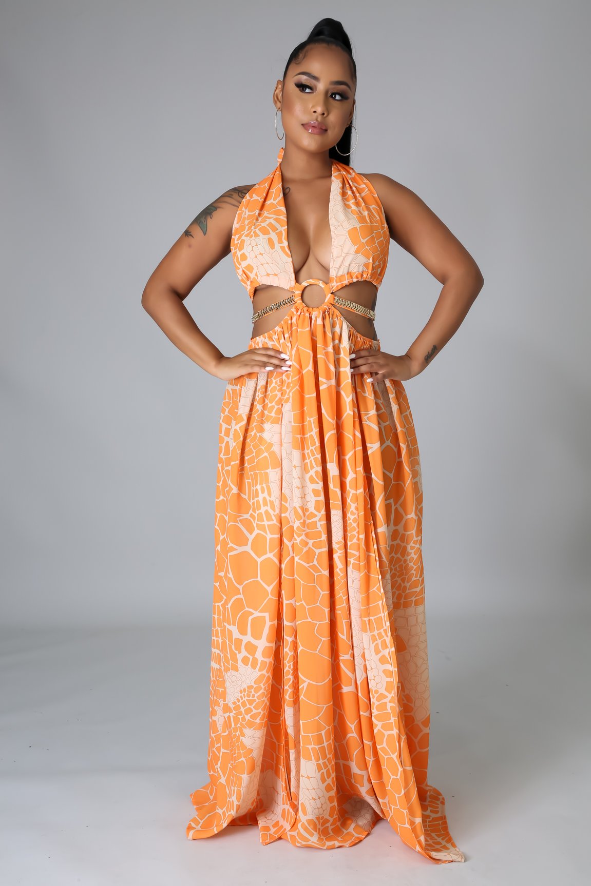 Tulum Vacation Maxi Dress in Peach & Orange - Perfect for Beach Getaways, Summer Outings, and Boho Chic Style