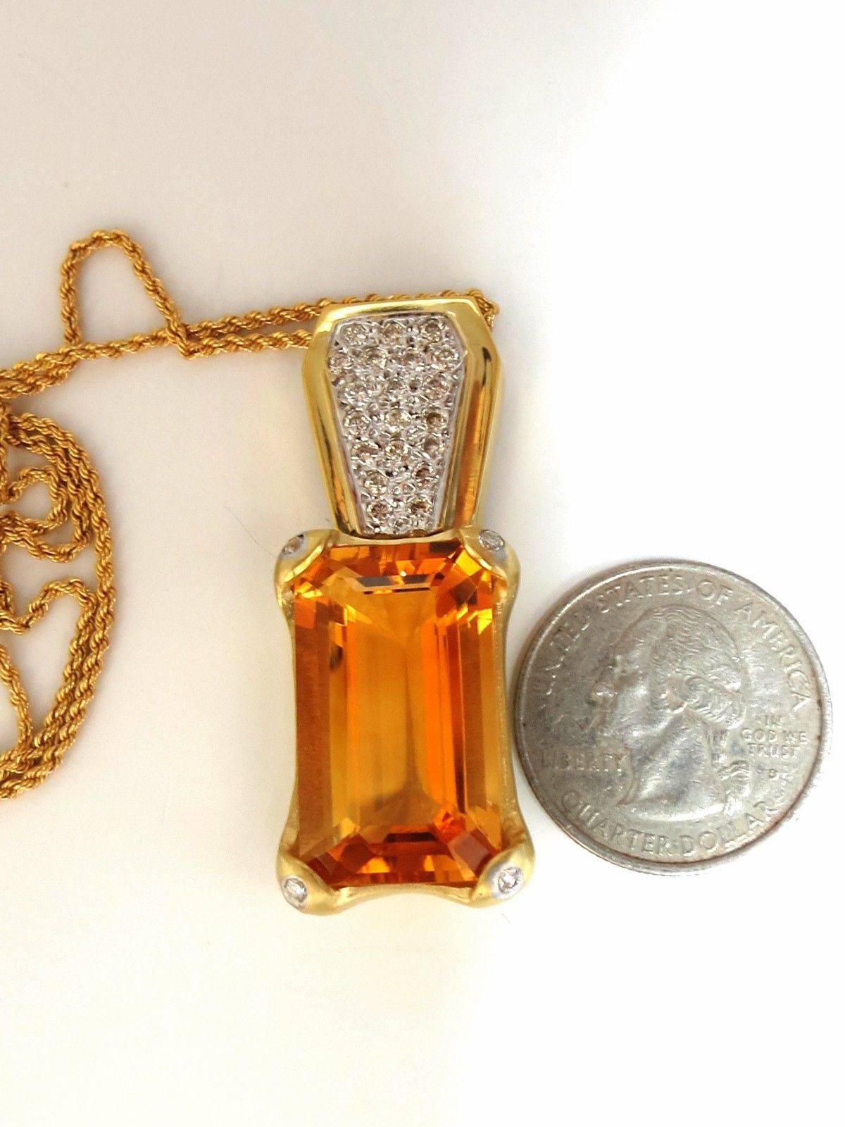 20.50ct Natural Citrine Necklace in 14K Gold - Elegant Gemstone Jewelry for Women, Perfect for Weddings, Parties & Everyday Wear