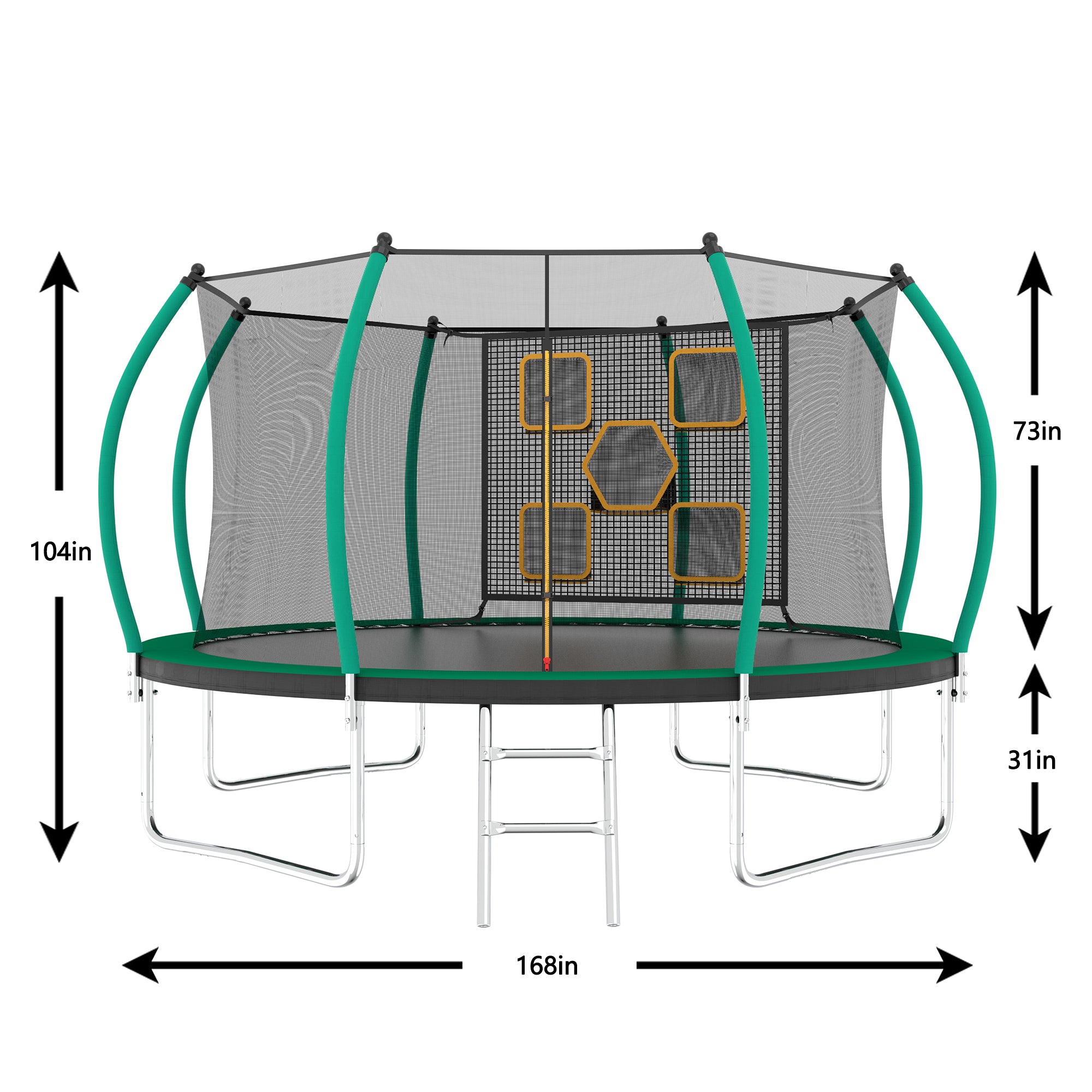 14FT Trampoline with Safety Enclosure & Ladder - ASTM Approved Outdoor Trampoline for Kids - Perfect for Backyard Fun, Exercise & Family Recreation