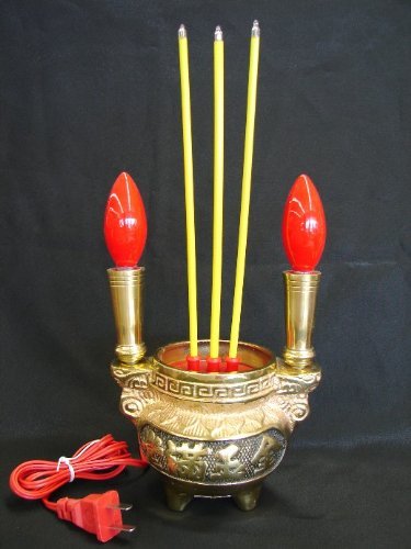 Feng Shui Metal Copper Incense Burner with Electric Lights & Candles - Perfect for Meditation, Yoga, Home Decor & Spiritual Relaxation