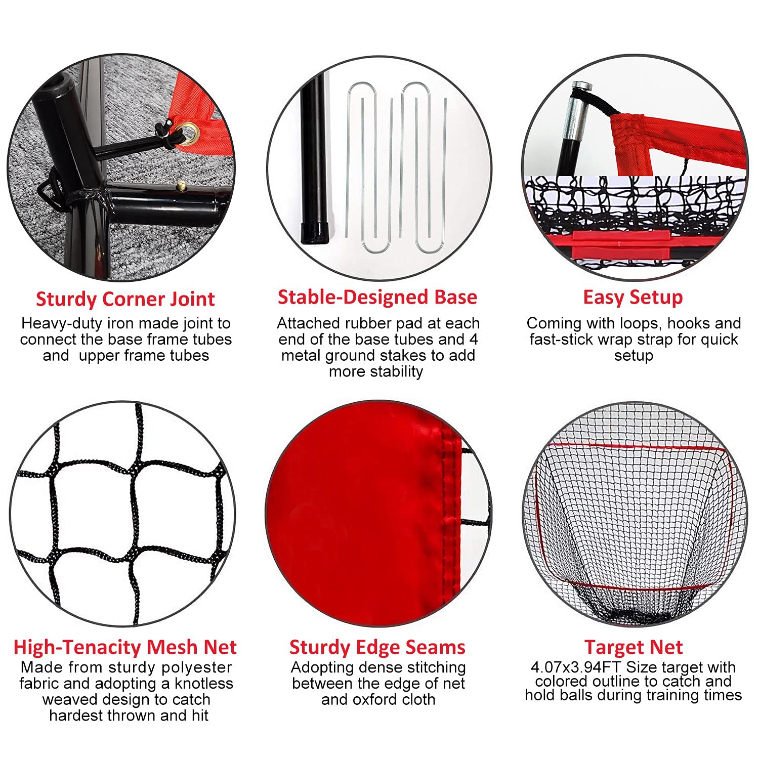 7x7ft Baseball Softball Teeball Practice Net with Bow Frame & Carry Bag - Batting Hitting Pitching Training Net for Solo & Team Drills | Perfect for Backyard, Field & Indoor Baseball Practice