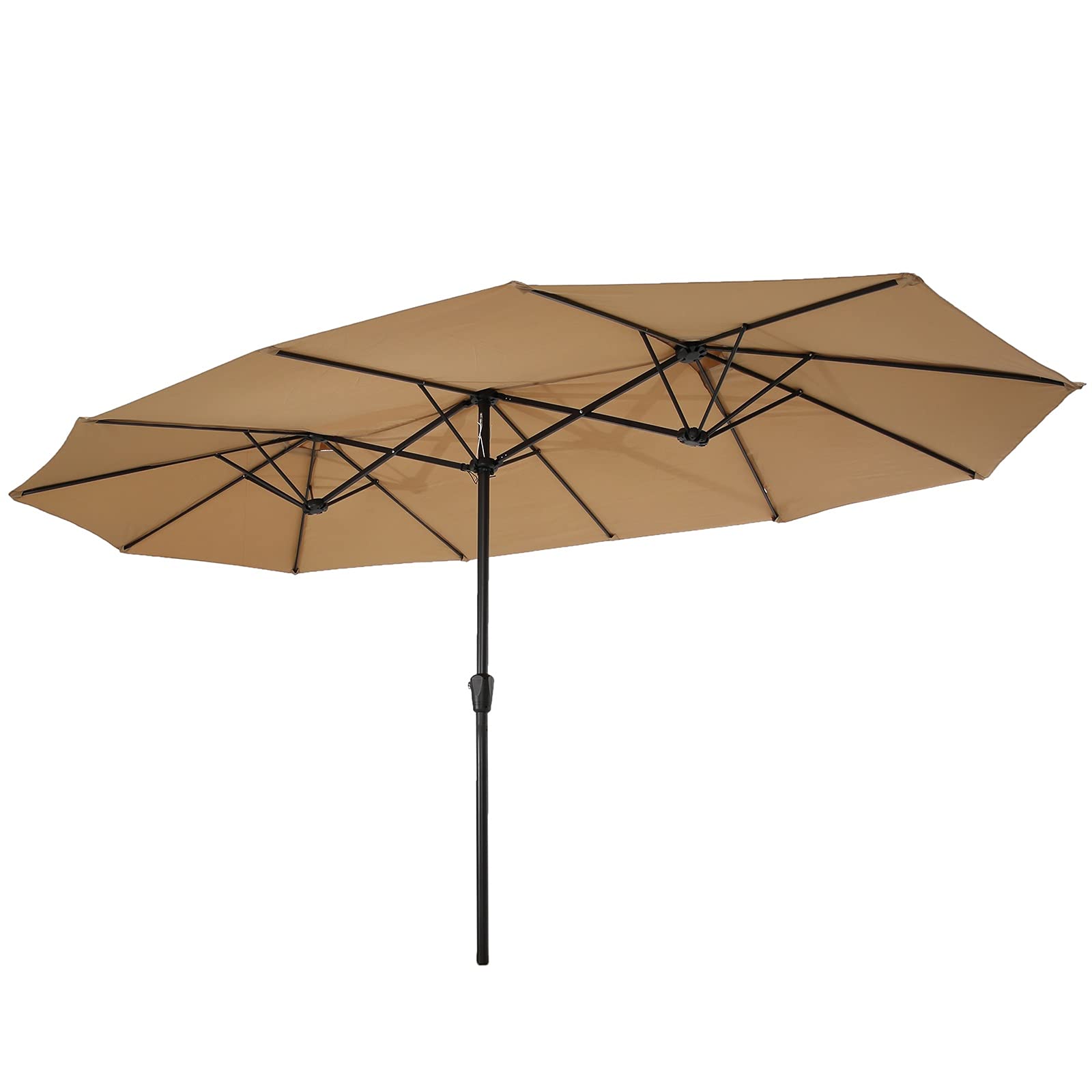 GXP 15x9ft Large Double-Sided Rectangular Outdoor Patio Umbrella with Crank - Taupe | Perfect for Backyard, Poolside, and Commercial Use