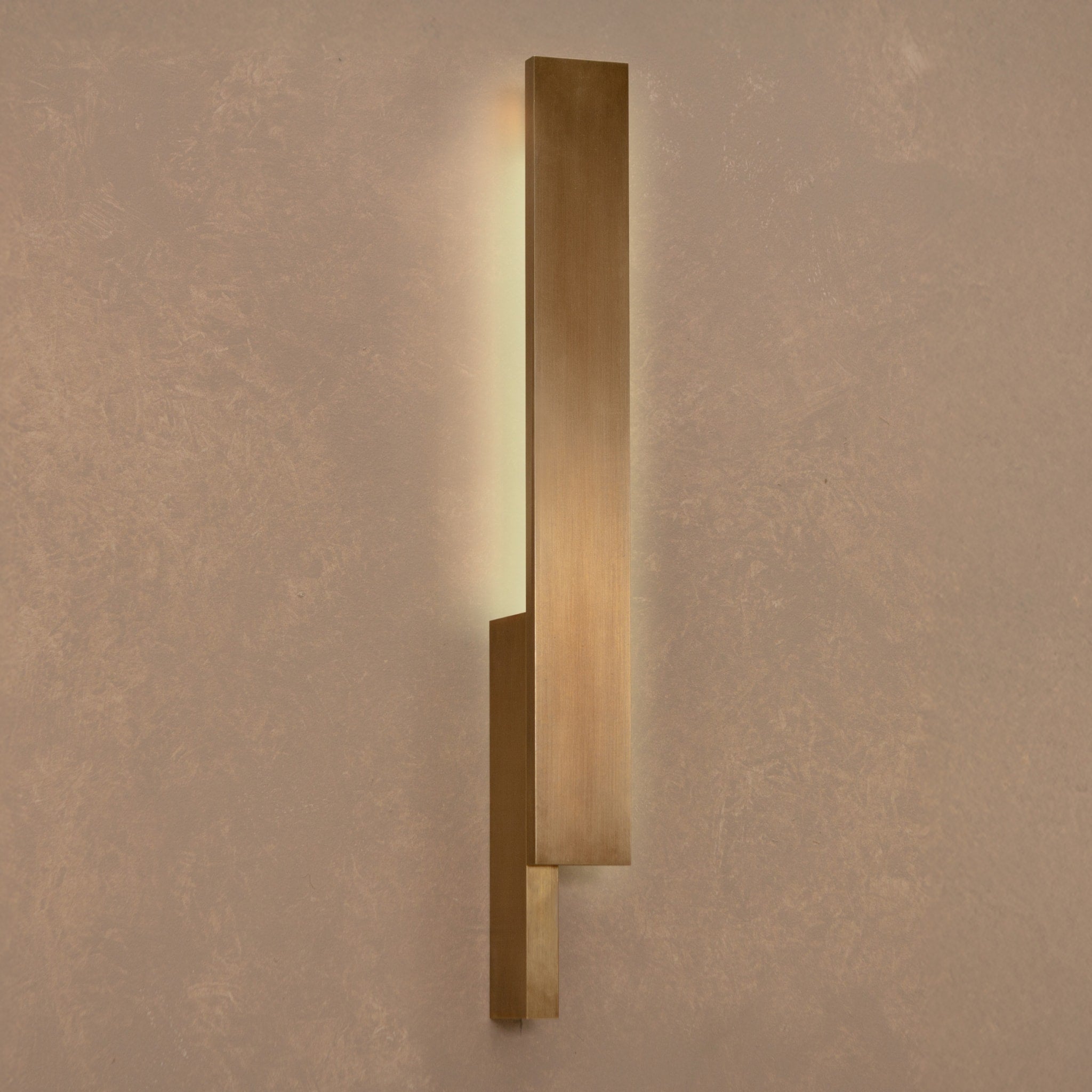 BEN TOVIM DESIGN Bloc Wall Sconce - Right Side Aged Brass Finish | Modern Wall Lighting for Living Room, Bedroom & Hallway Decor
