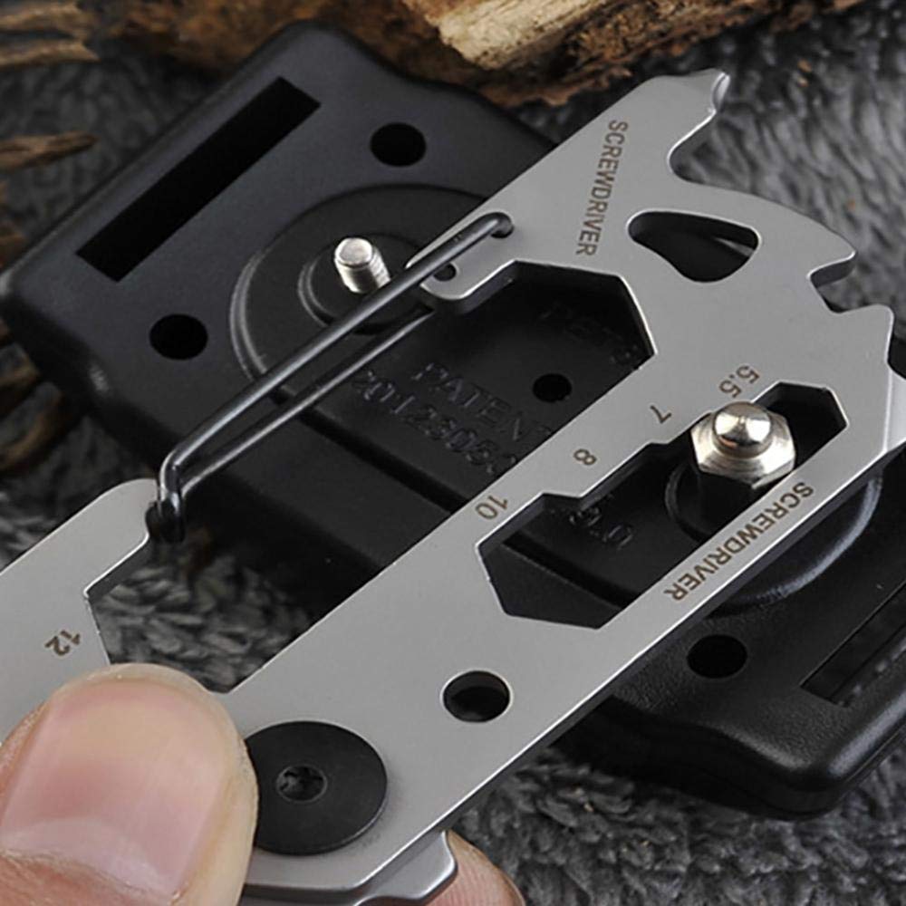Mini Field EDC Camping Gadget Keychain Kit - Portable Multitool with Bottle Opener, Survival Tool Card & Outdoor Gear - Perfect for Hiking, Backpacking, Emergency Preparedness & Everyday Carry (GHK010SB)