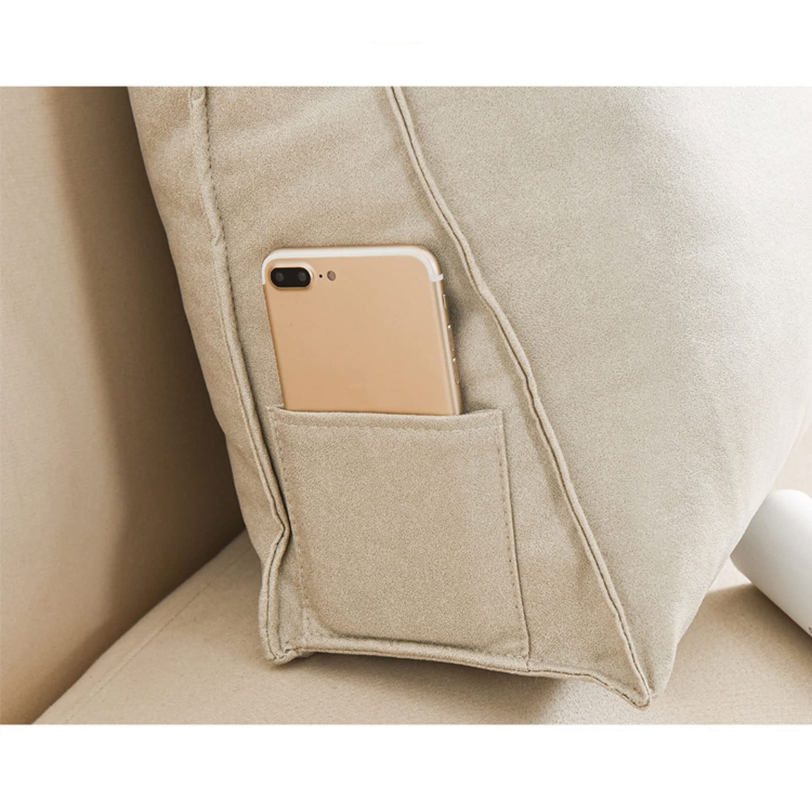 Wedge Back Cushion for Back Pain Relief - Faux PU Leather Lumbar Support Pillow with Pockets - Reading & Sitting Pillow for Bed, Couch, Office Chair - Orthopedic Back Support for Home, Office, Car Use